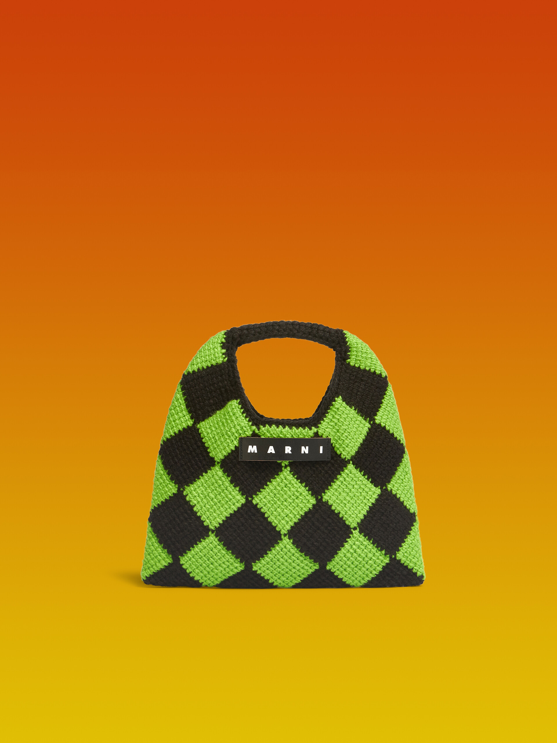 MARNI MARKET DIAMOND small bag in green and black tech wool - Bags - Image 1