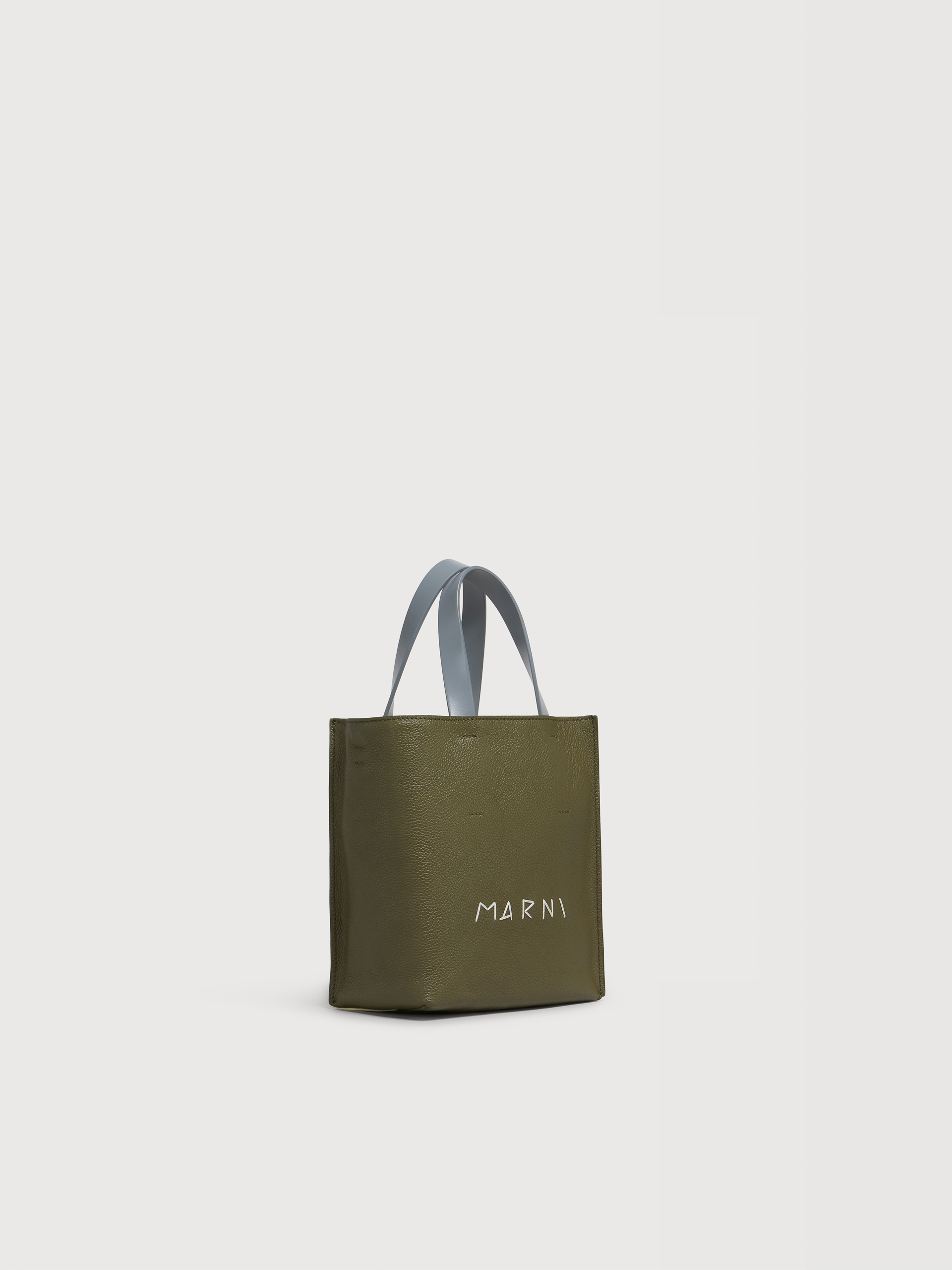 Deep green cream and blue leather Museo mini bag with Marni