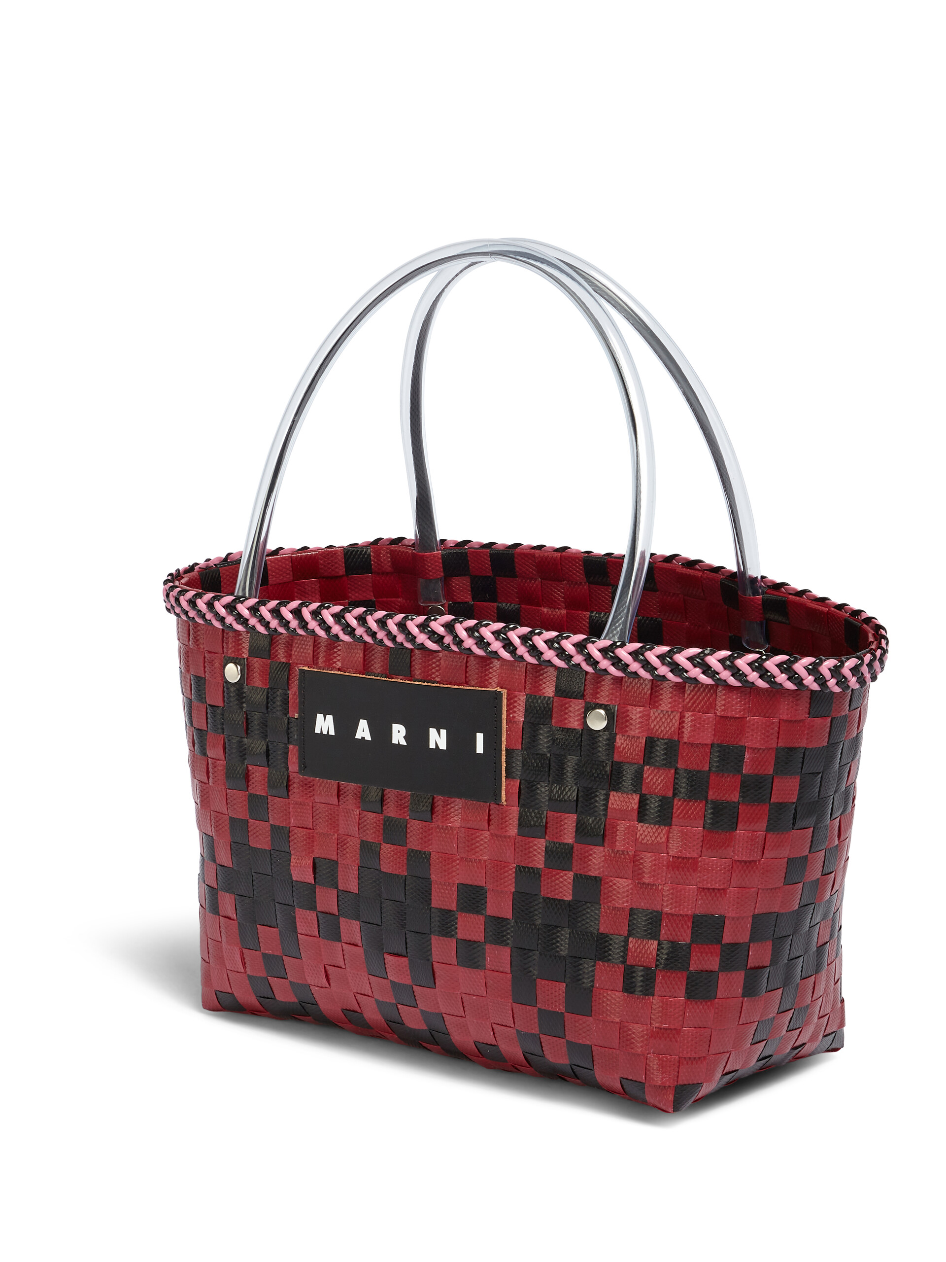MARNI MARKET CHECK BAG in burgundy tartan woven material - Bags - Image 4