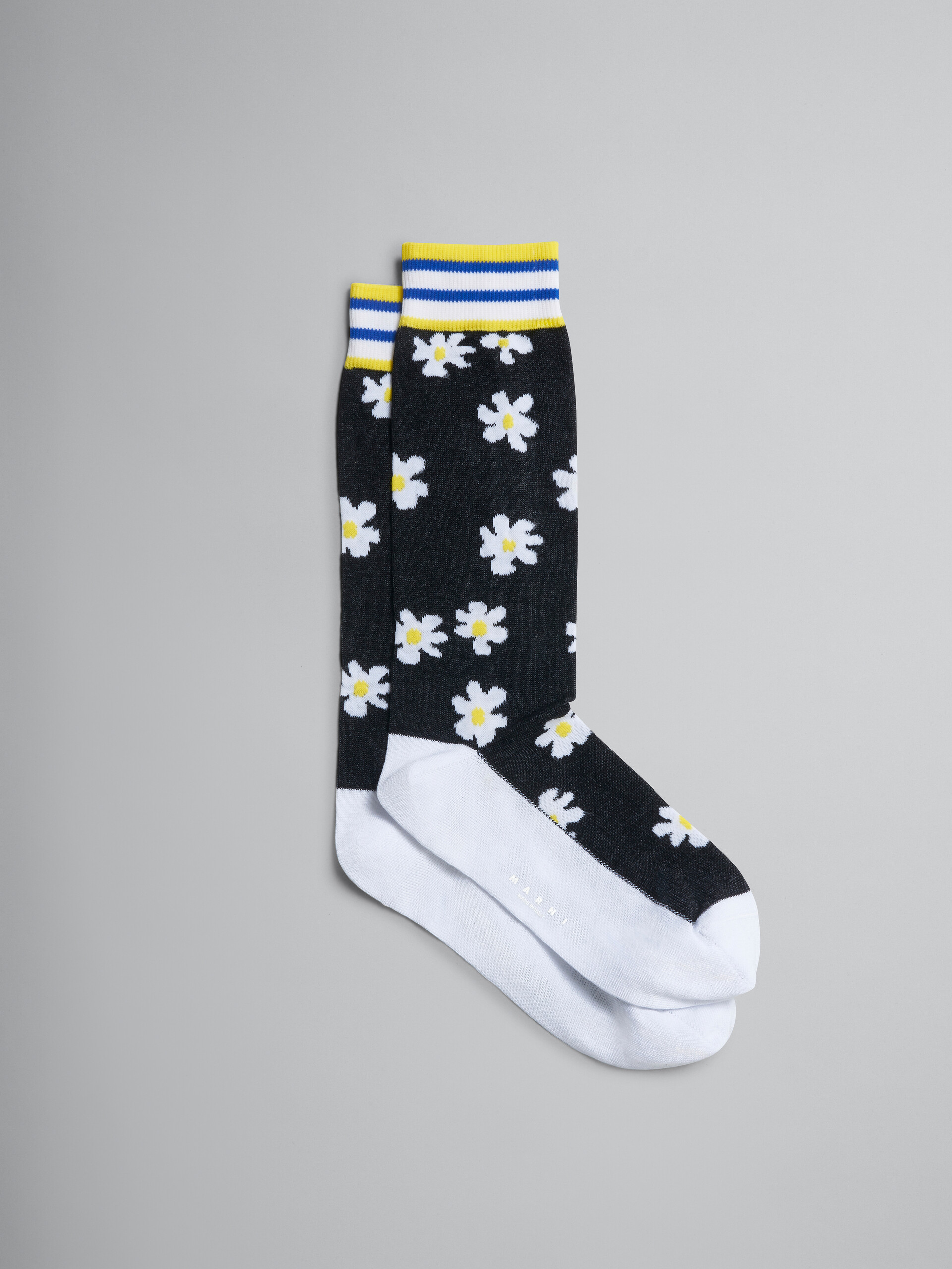 Black Daisy cotton and nylon sock - Socks - Image 1