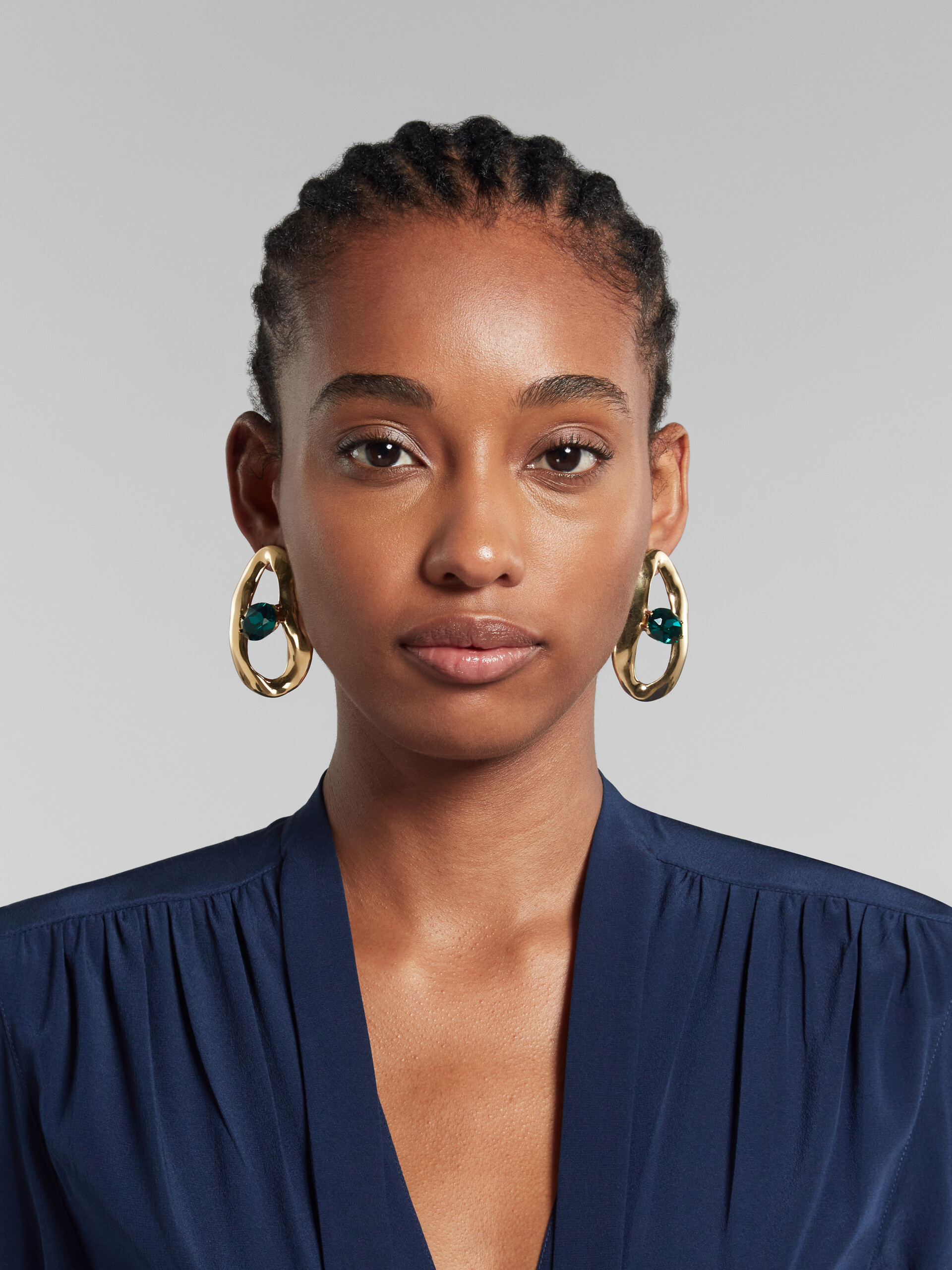 Irregular oval gemstone earrings - Earrings - Image 2