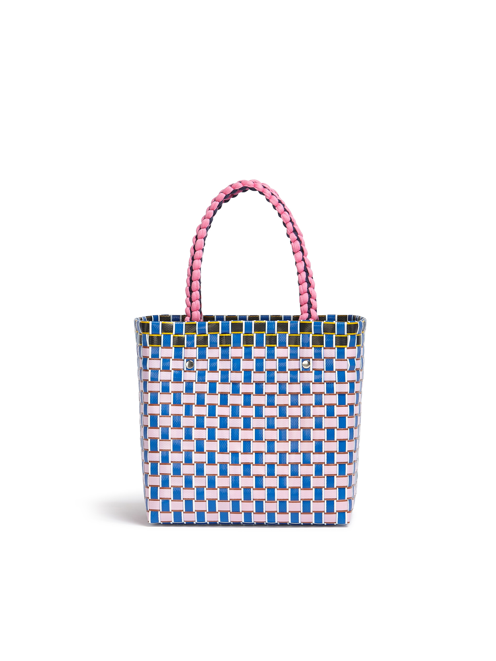 MARNI MARKET BASKET bag in pink square woven material - Bags - Image 3
