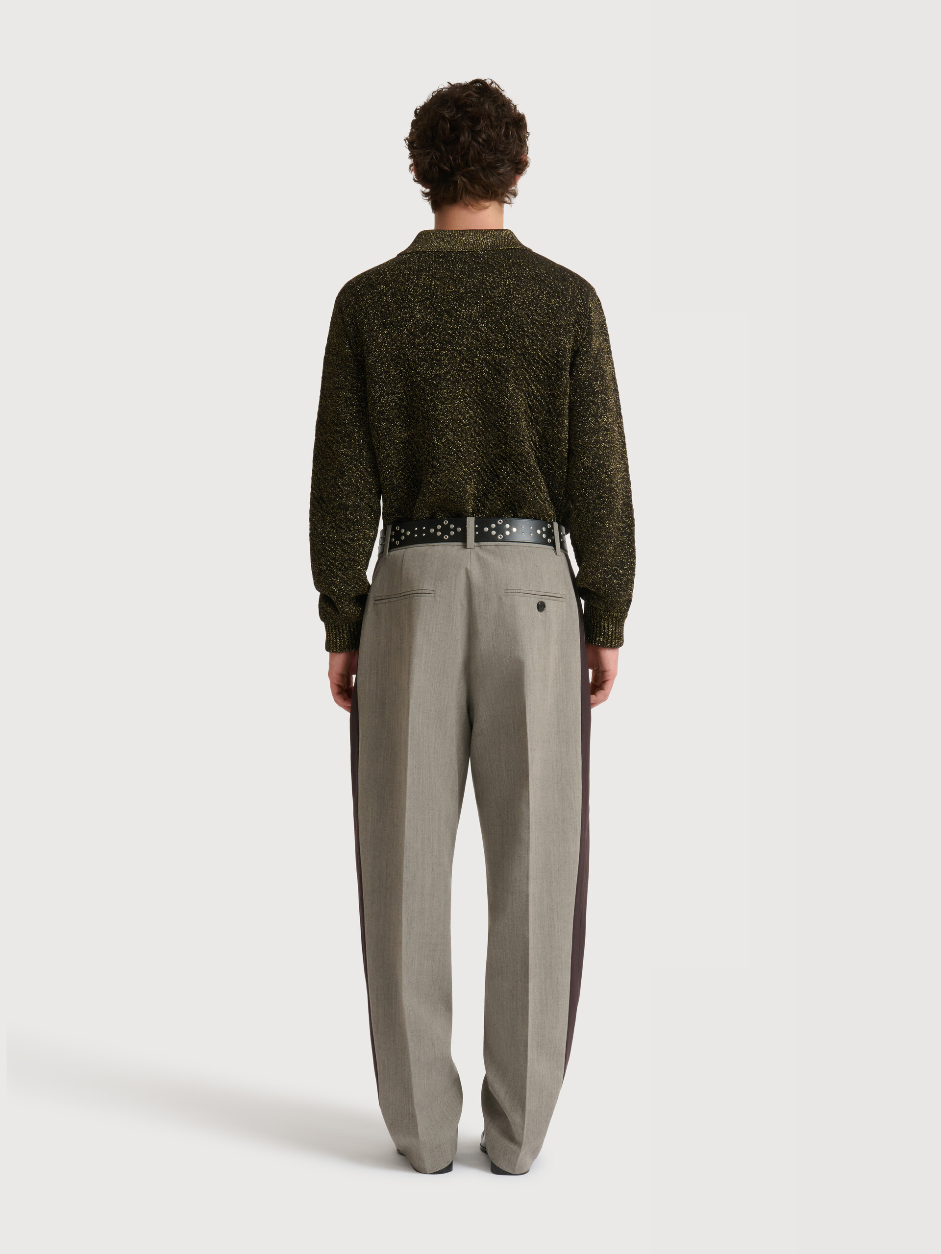 Wool trousers with contrast side bands - Pants - Image 4