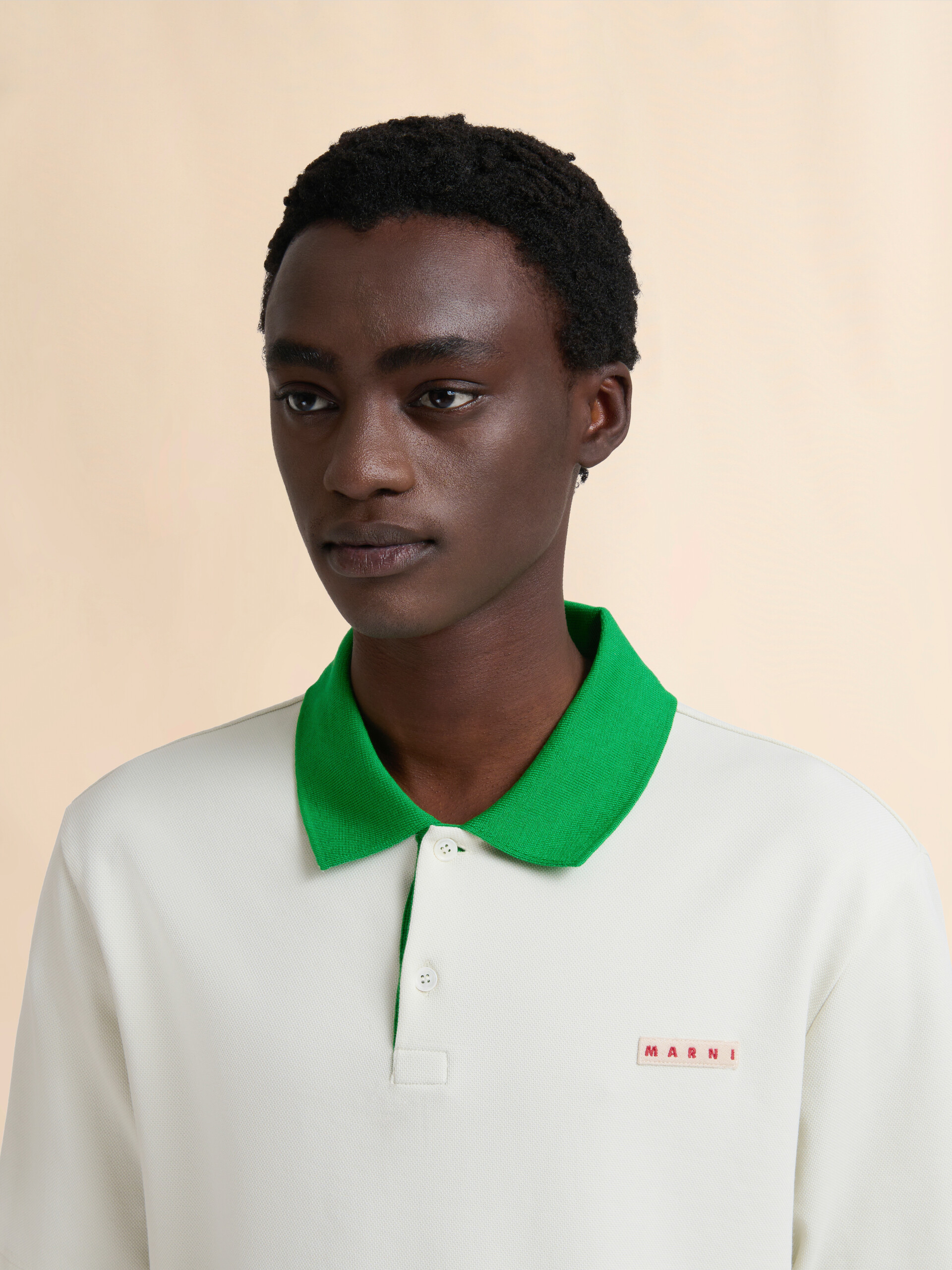 Light blue piqué polo shirt with contrast collar - Shirts - Image 4