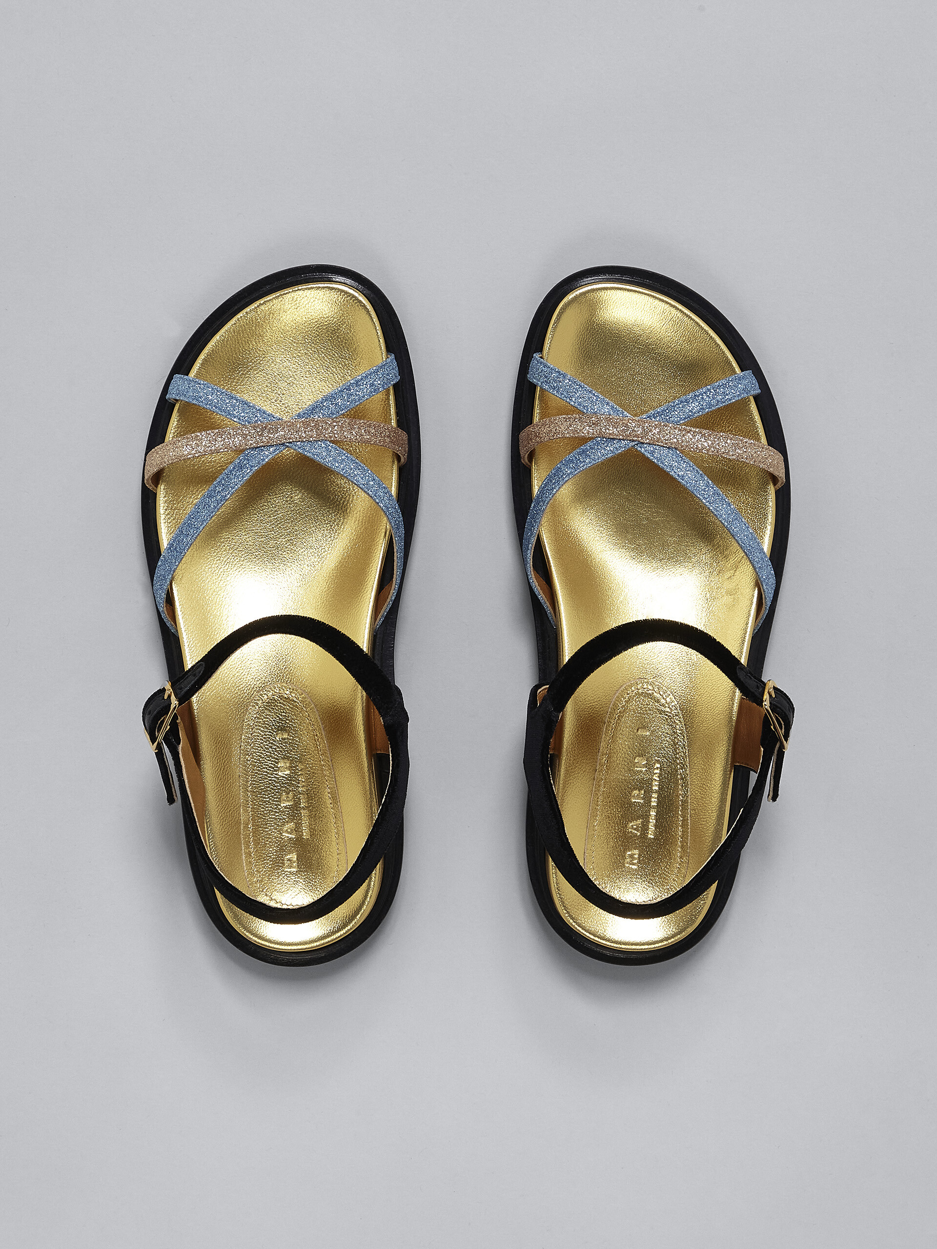 Sandalo Fussbett in tessuto glitter e velluto - Sandali - Image 4