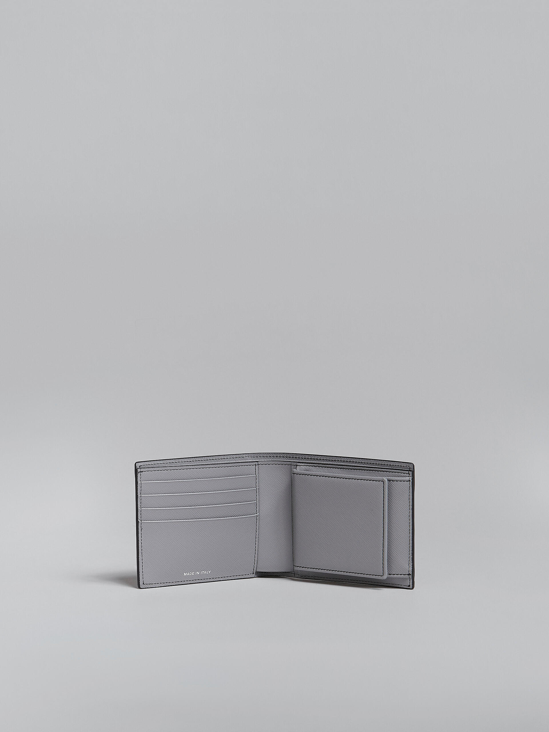 Zweifache Faltbrieftasche aus Saffiano-Leder in Grau und Blau - Brieftaschen - Image 2