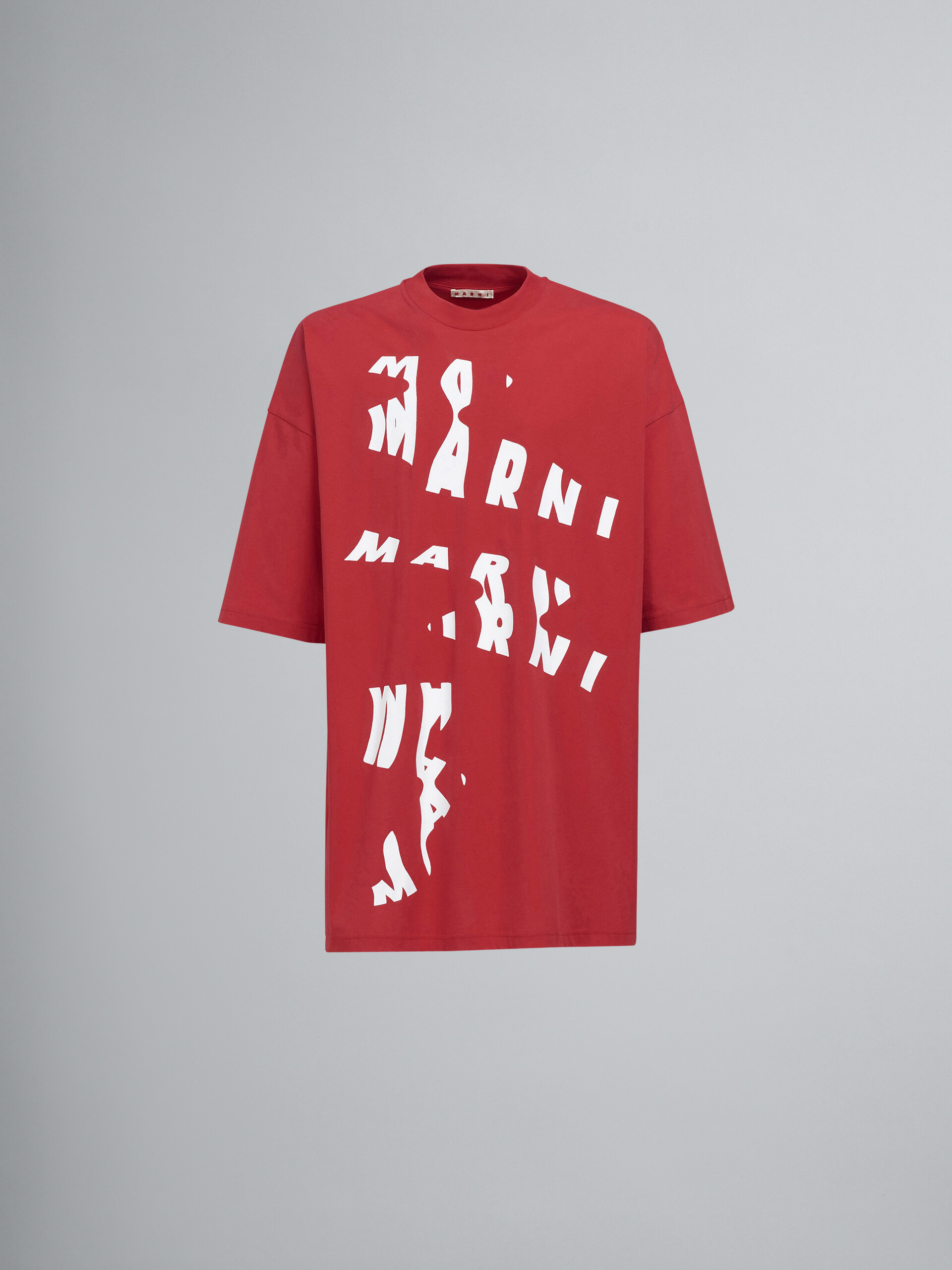 T-shirt oversize en jersey rouge à imprimé Scanned Logo - T-shirts - Image 1