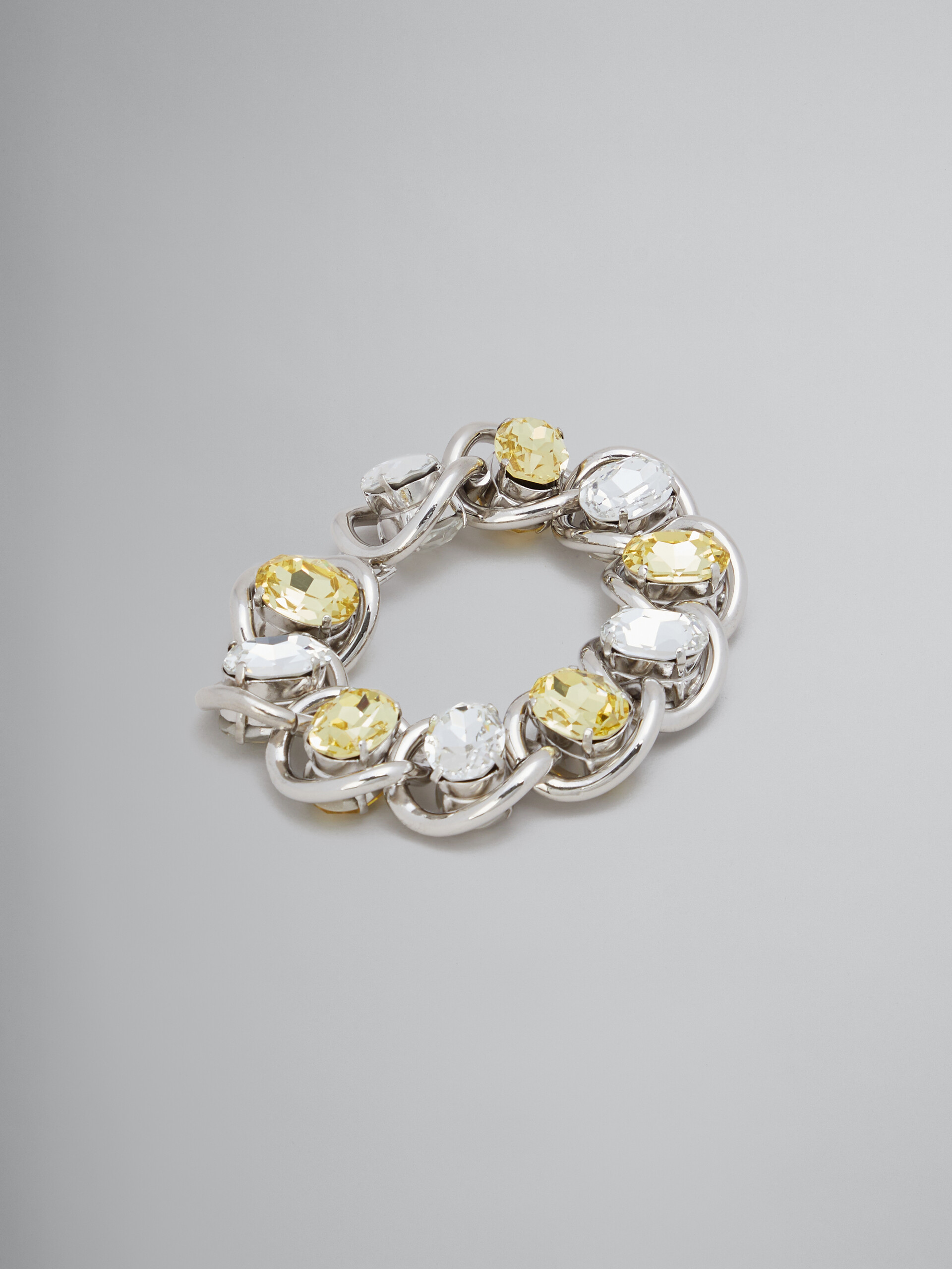 Clear and yellow rhinestone chunky chain bracelet - Bracelets - Image 1