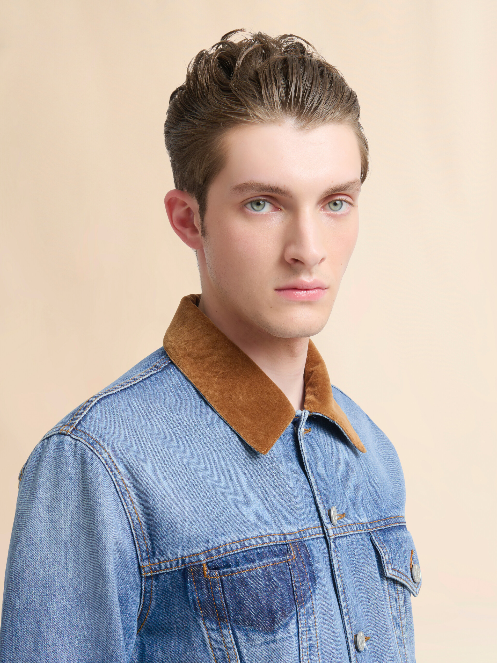 Blue denim trucker jacket with patch on back - Jackets - Image 4