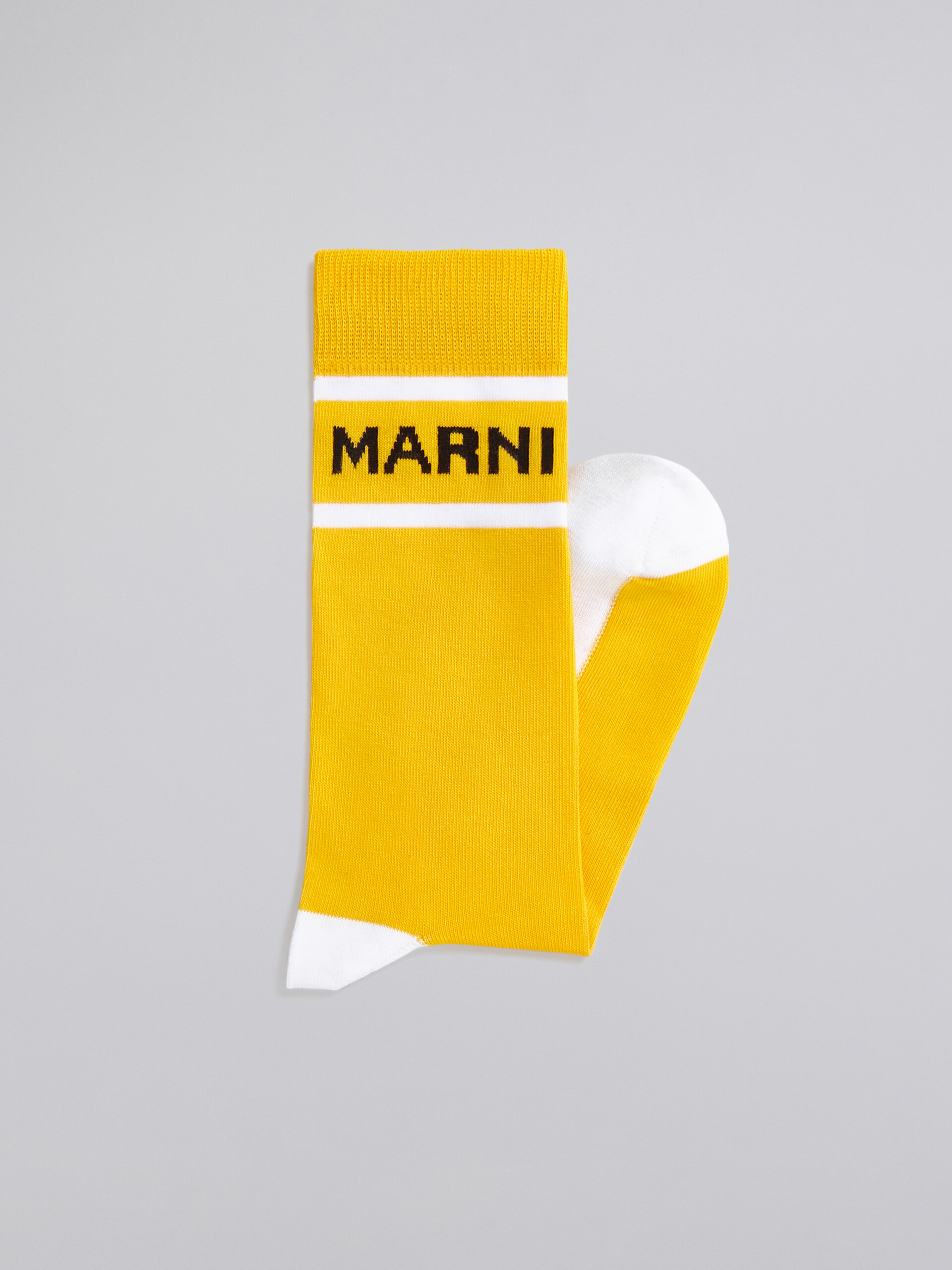 Yellow cotton and nylon logo sock - Socks - Image 2