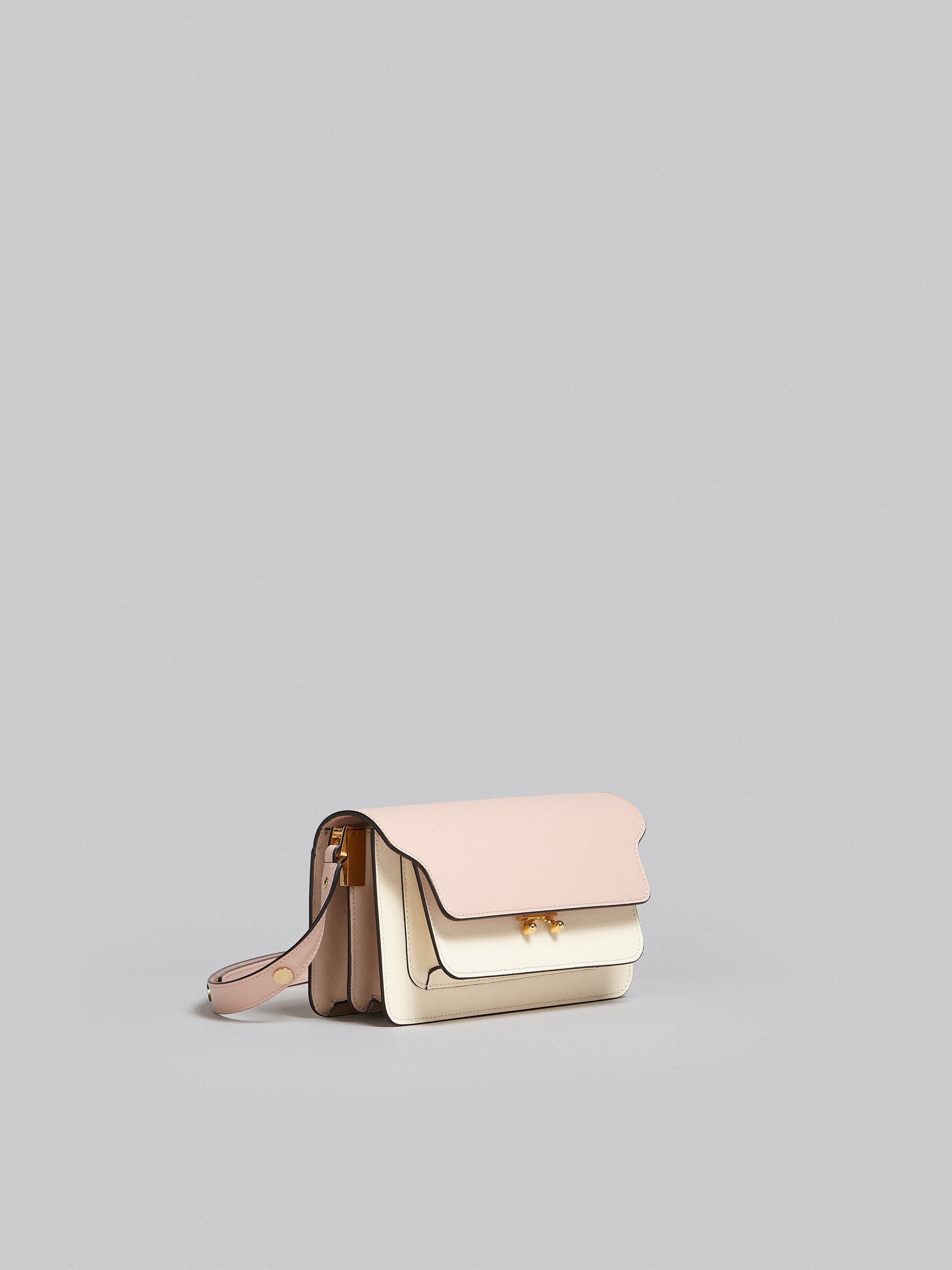 Trunk Bag E/W in pink and white saffiano leather - Shoulder Bags - Image 6