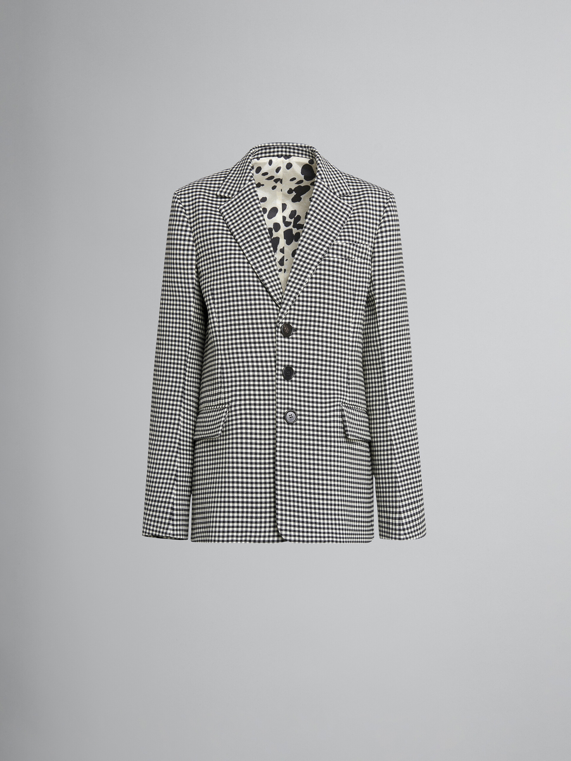 Doppelseitiger wendbarer Blazer aus Wolle mit Hahnentrittmuster - Jacken - Image 1