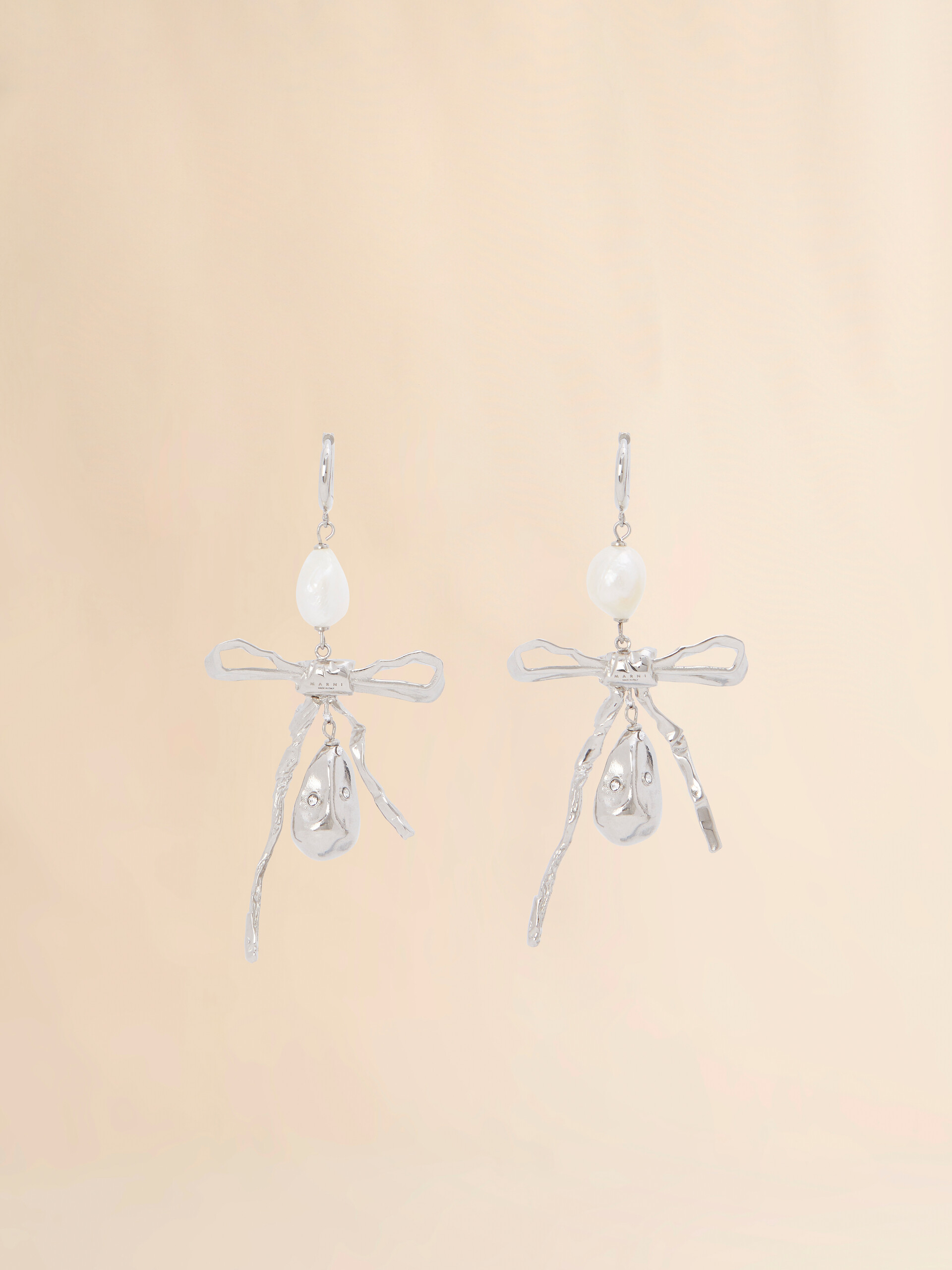 Silver Bow drop earrings - Earrings - Image 2