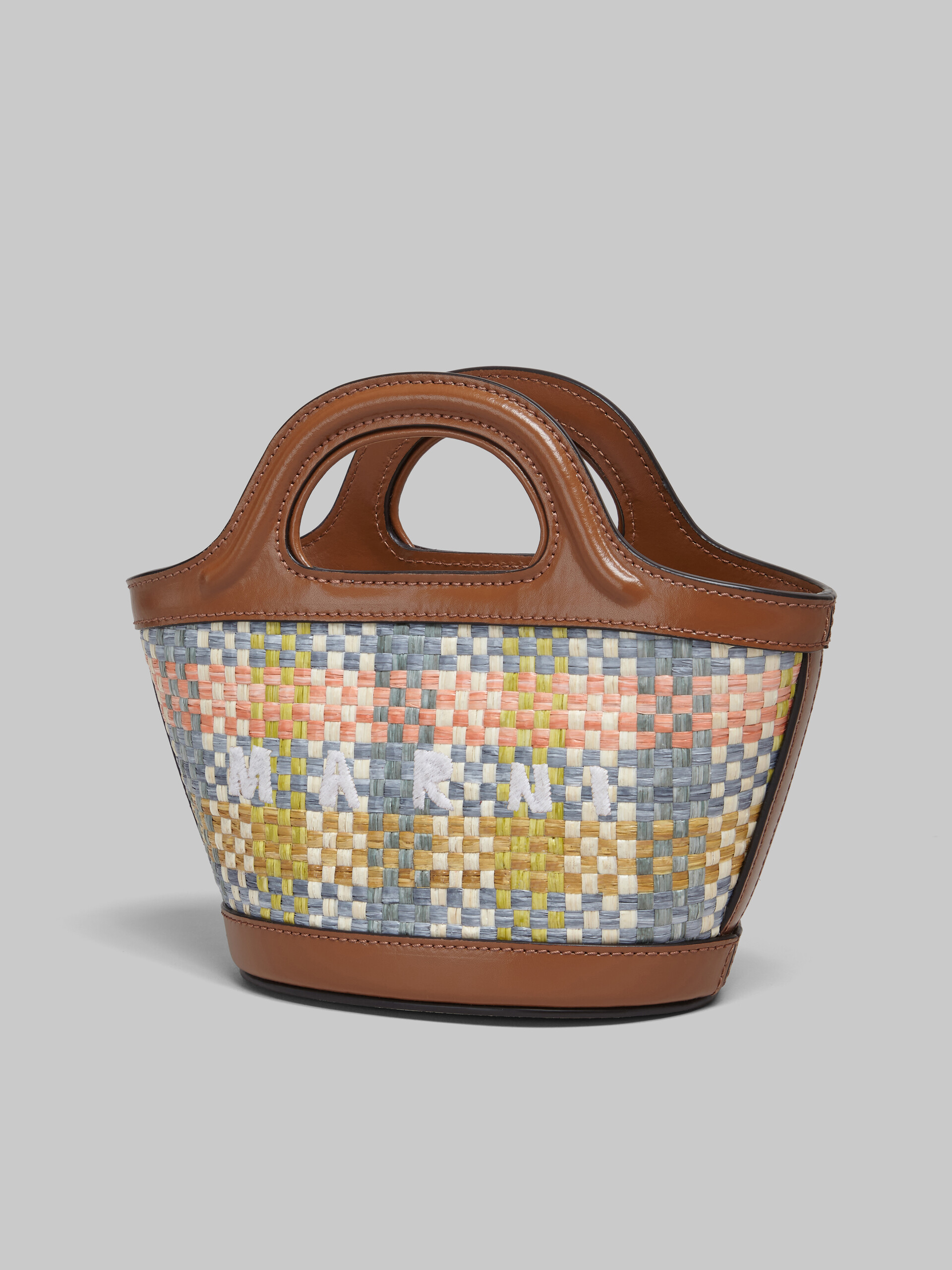 Brown leather and raffia-effect fabric Tropicalia Micro Bag - Handbags - Image 5