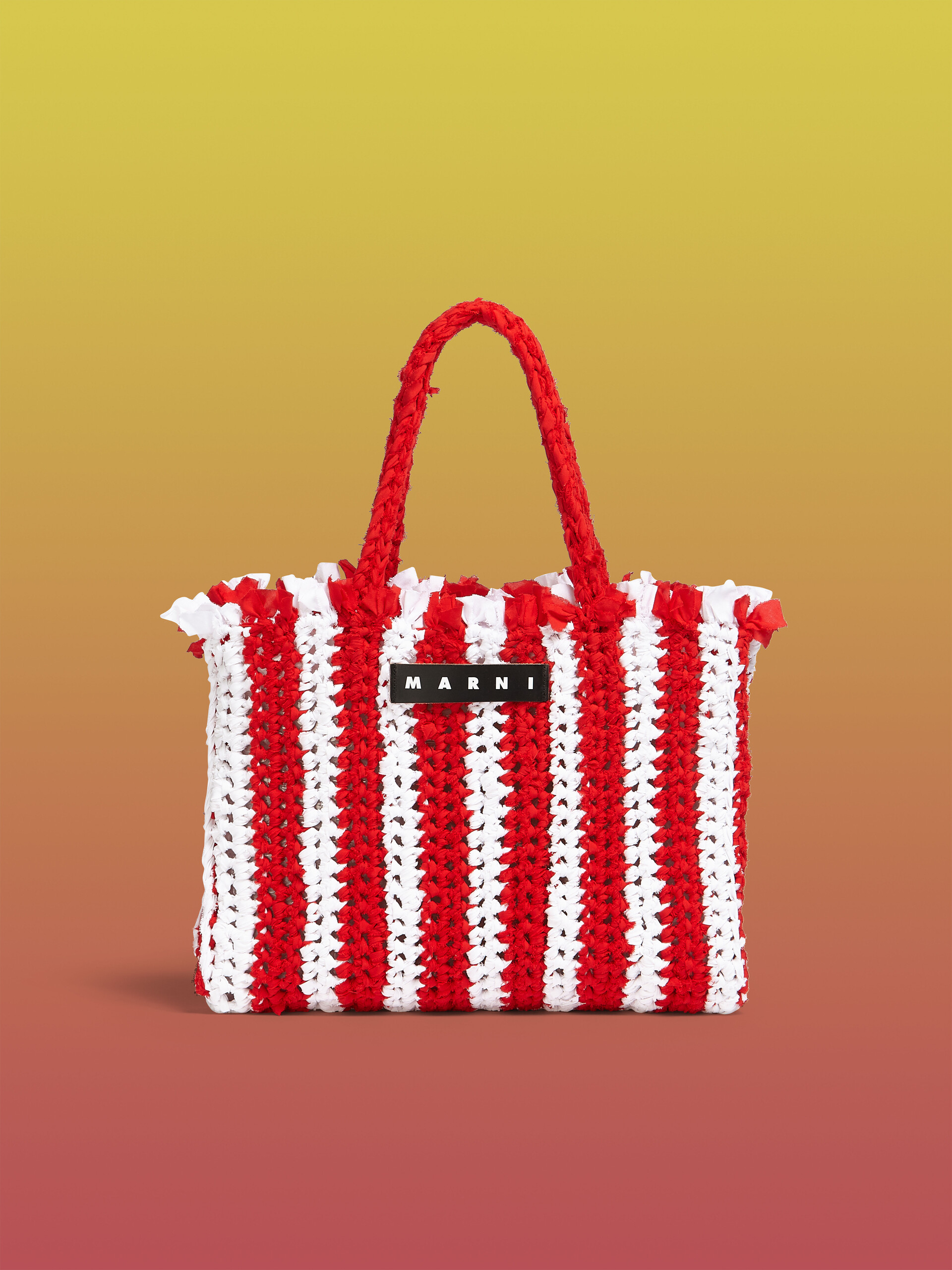 MARNI MARKET bag in white and red cotton - Bags - Image 1