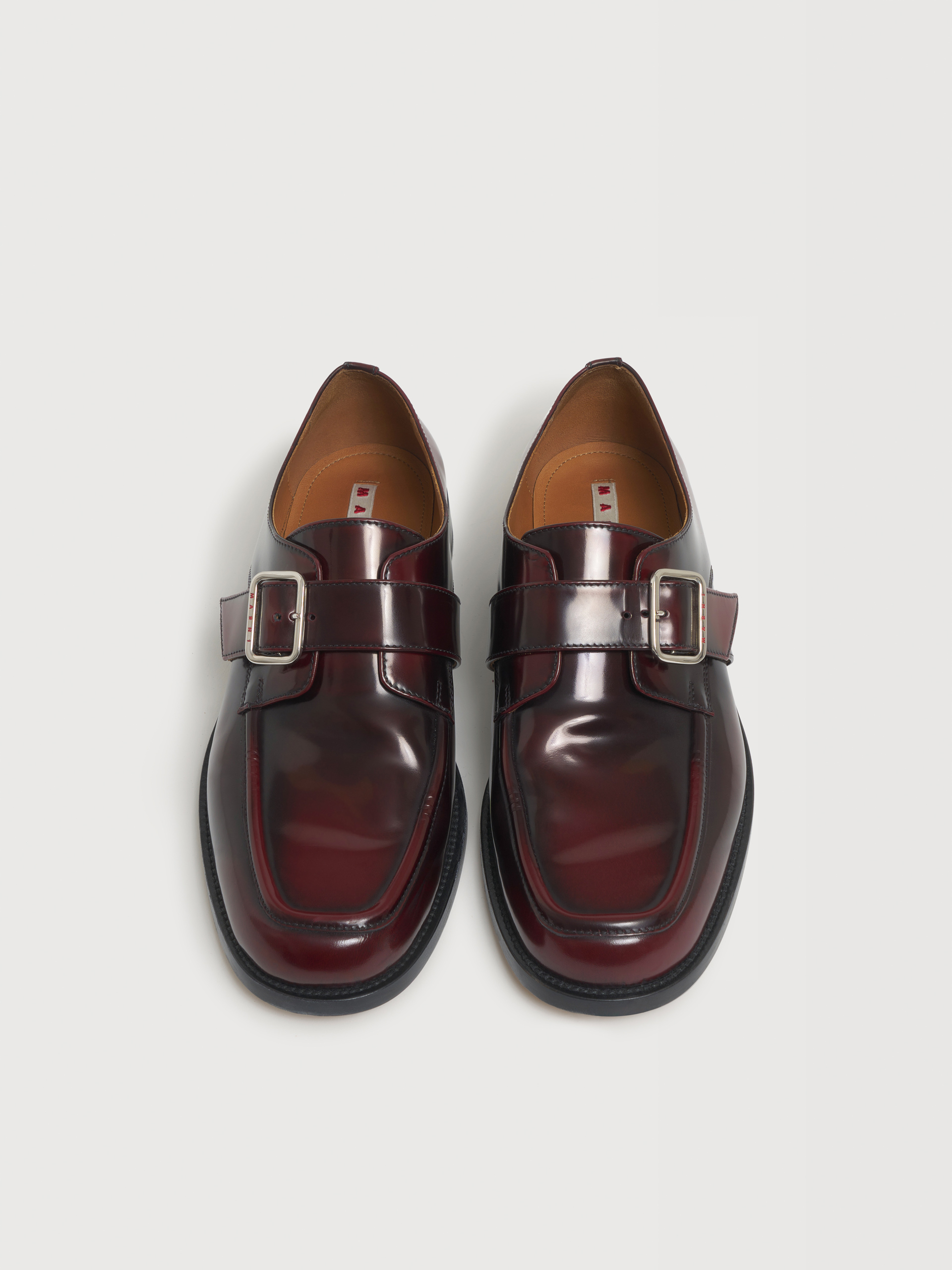 Mocassin en cuir bordeaux d&eacute;grad&eacute; avec boucle - Chaussures &agrave; Lacets - Image 4