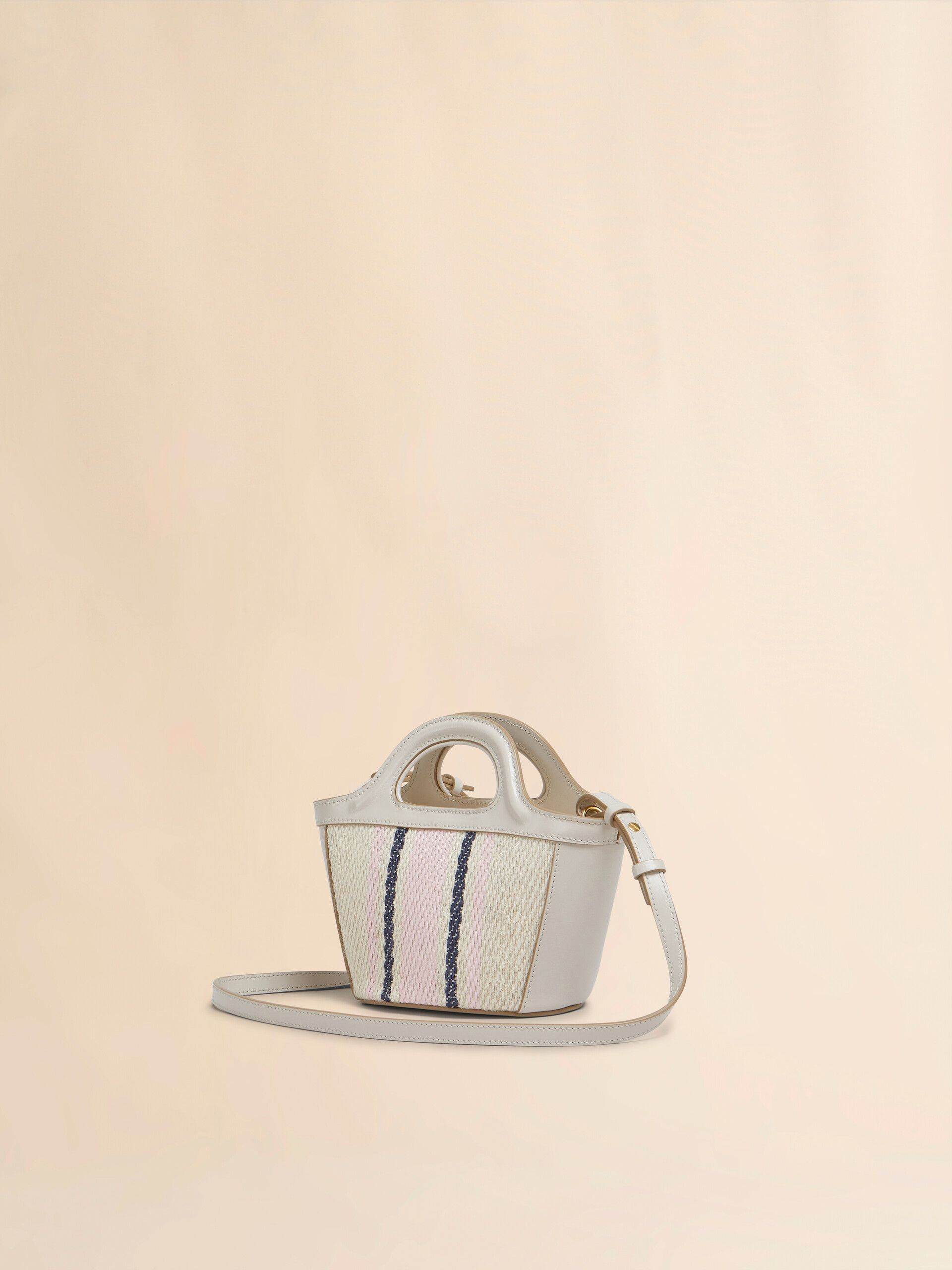 Tropicalia Micro Bag in brown leather and raffia-effect fabric - Handbags - Image 2