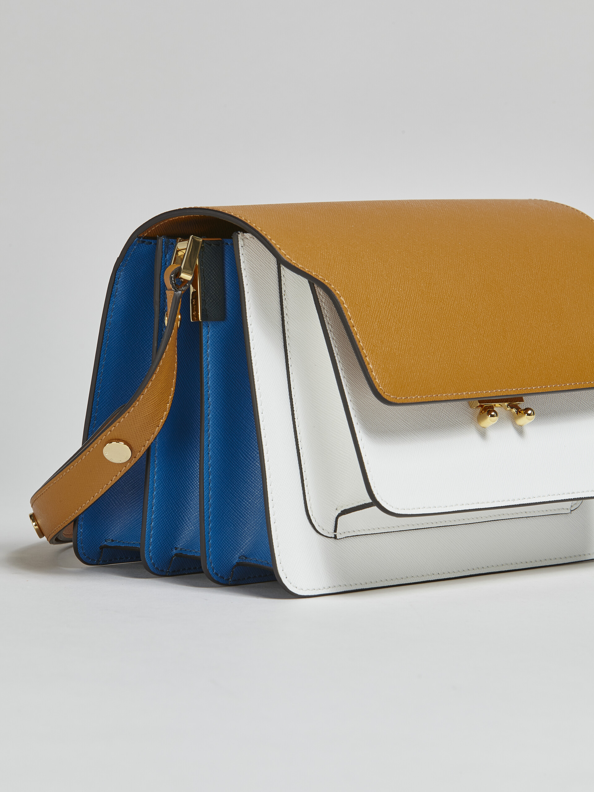 TRUNK medium bag in brown white and blue saffiano leather - Shoulder Bags - Image 4