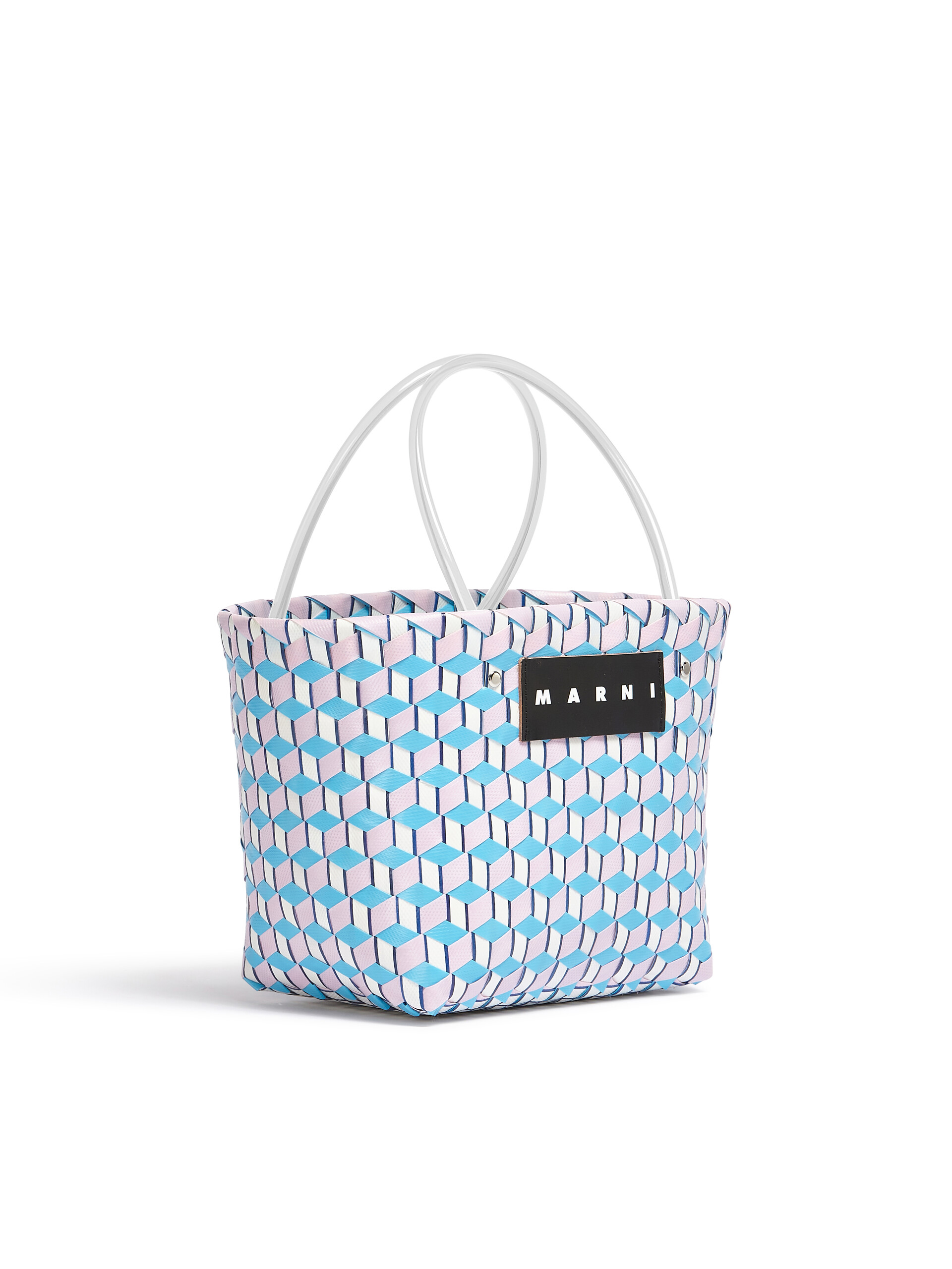 Borsa MARNI MARKET 3D in intrecciato cubi azzurro - Borse shopping - Image 2