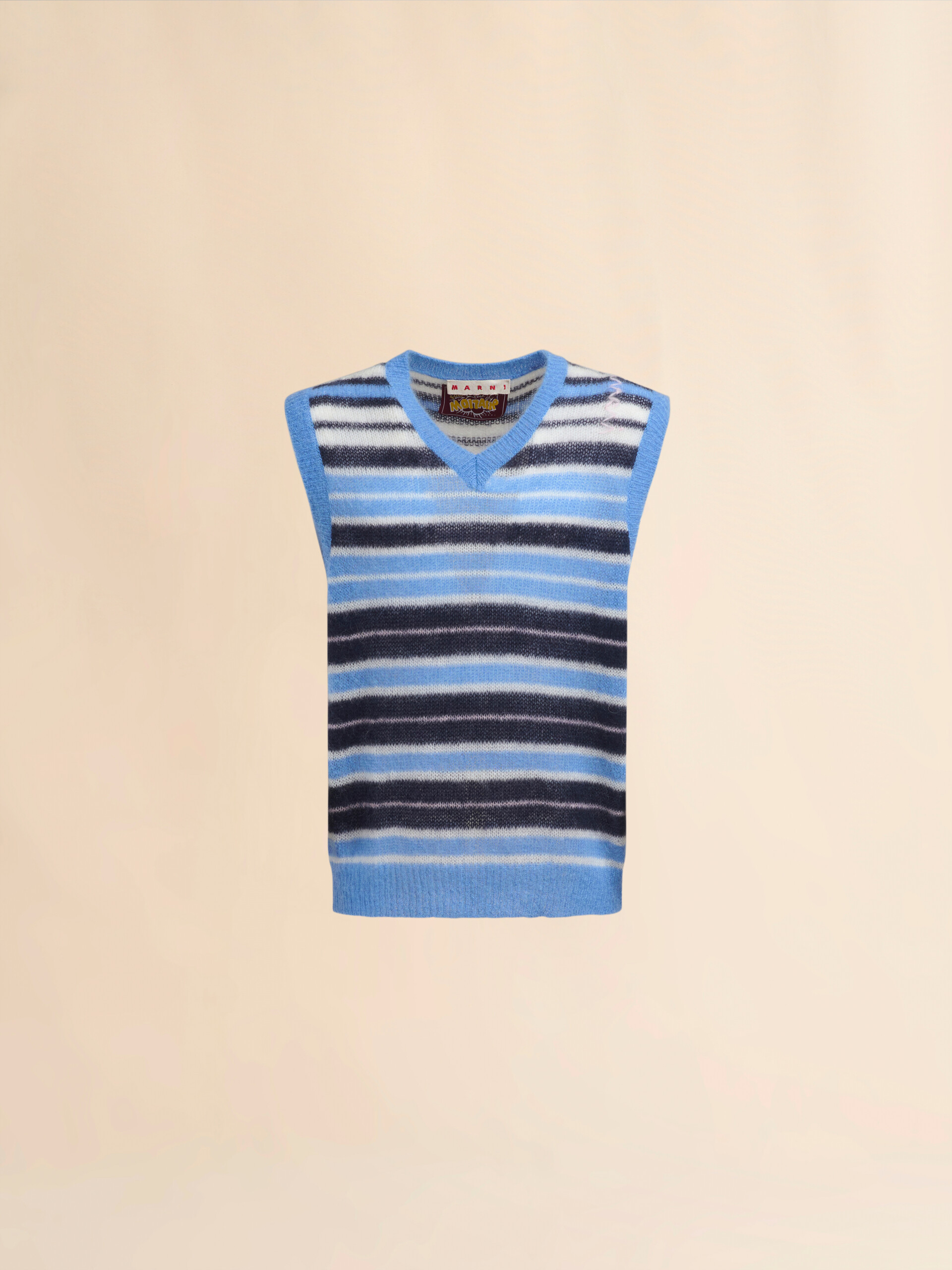 Chaleco de mohair cepillado a rayas azul celeste - jerseys - Image 1