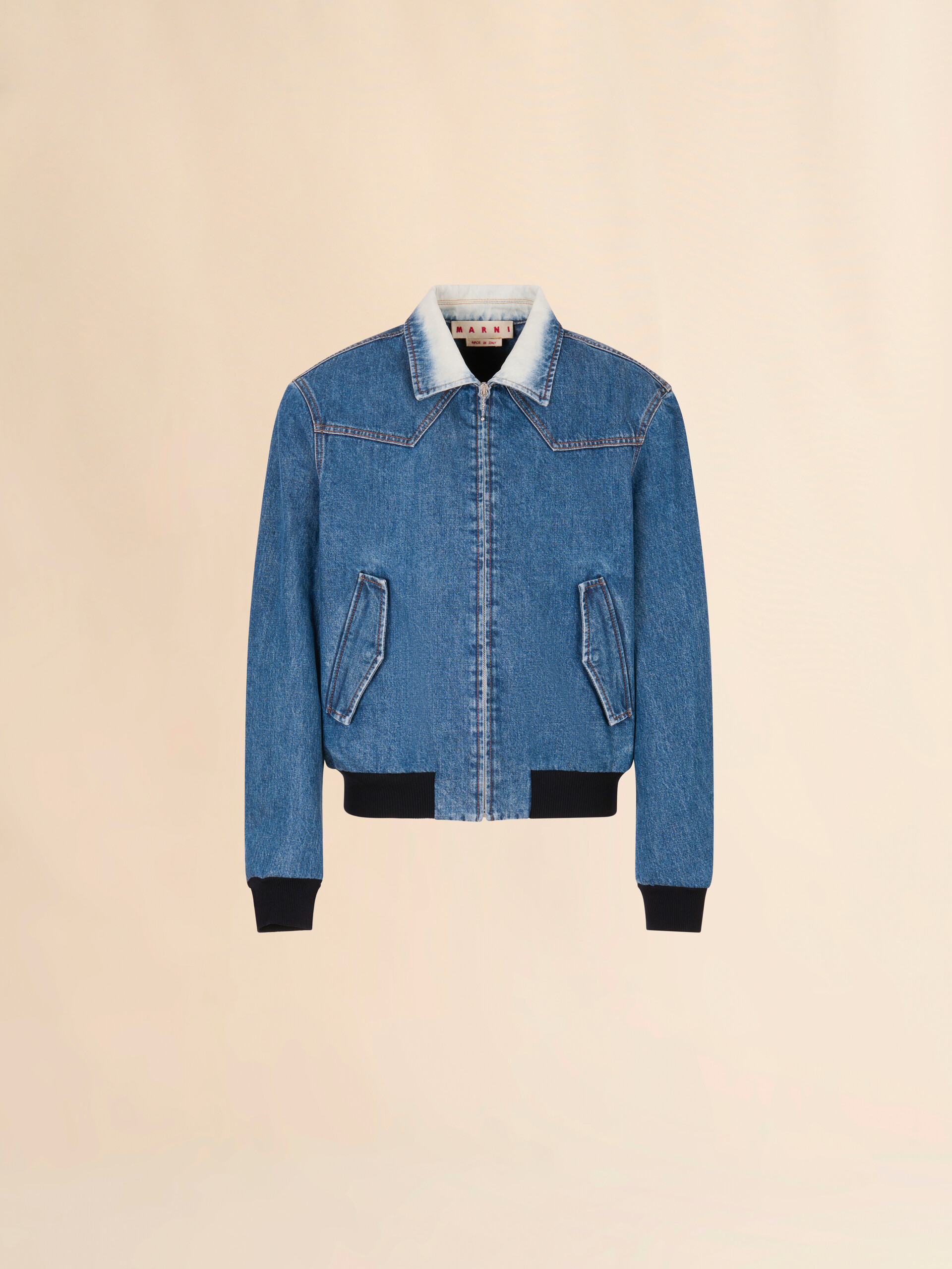Blue denim bomber jacket with degradé collar - Jackets - Image 1