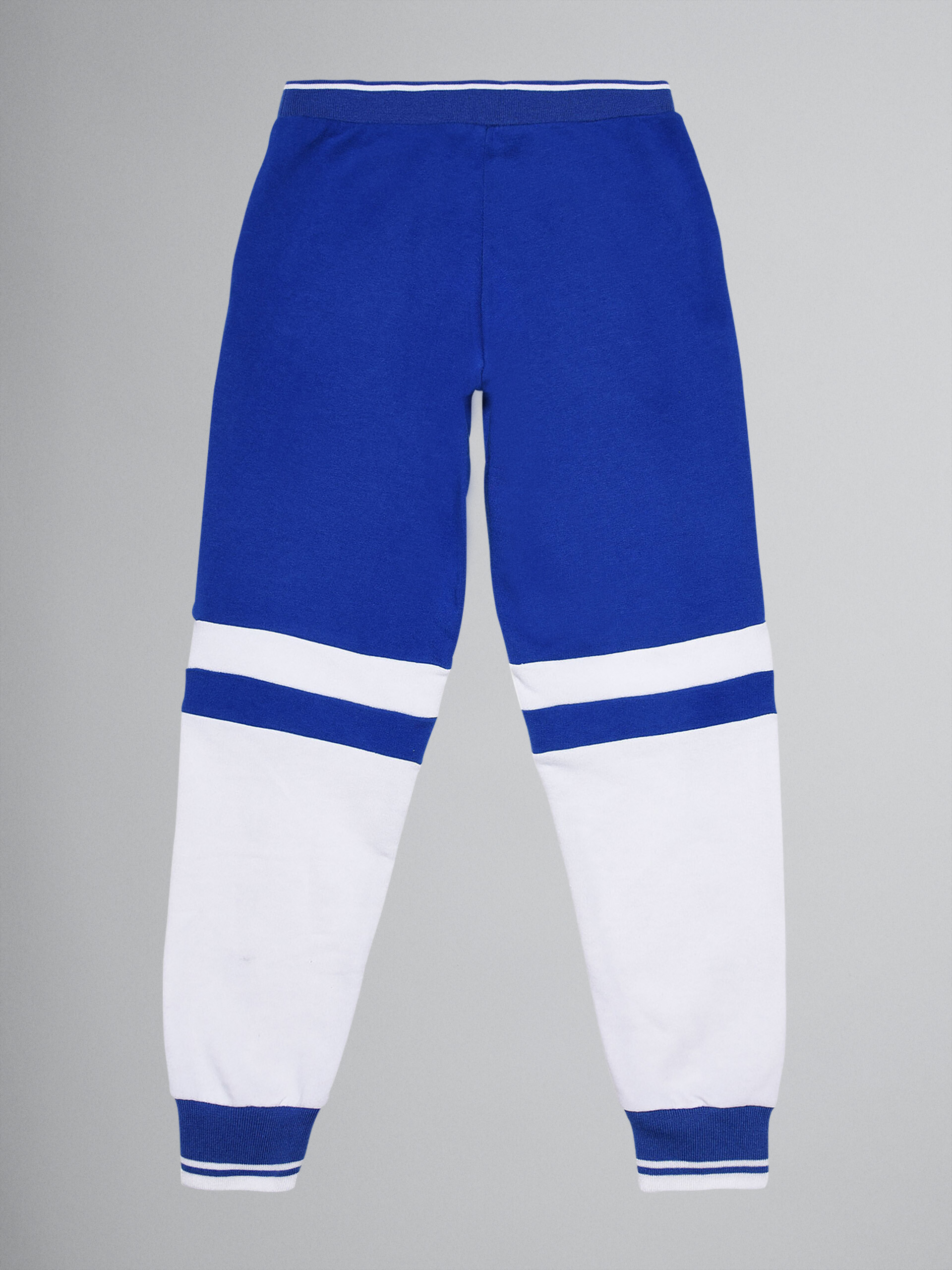 Pantaloni in felpa di cotone blu colorblock - Pantaloni - Image 2