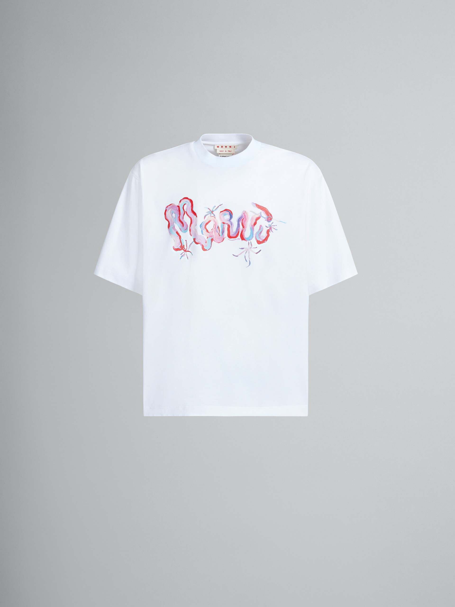 White cotton T-shirt with Marni Whirl print - T-shirts - Image 1