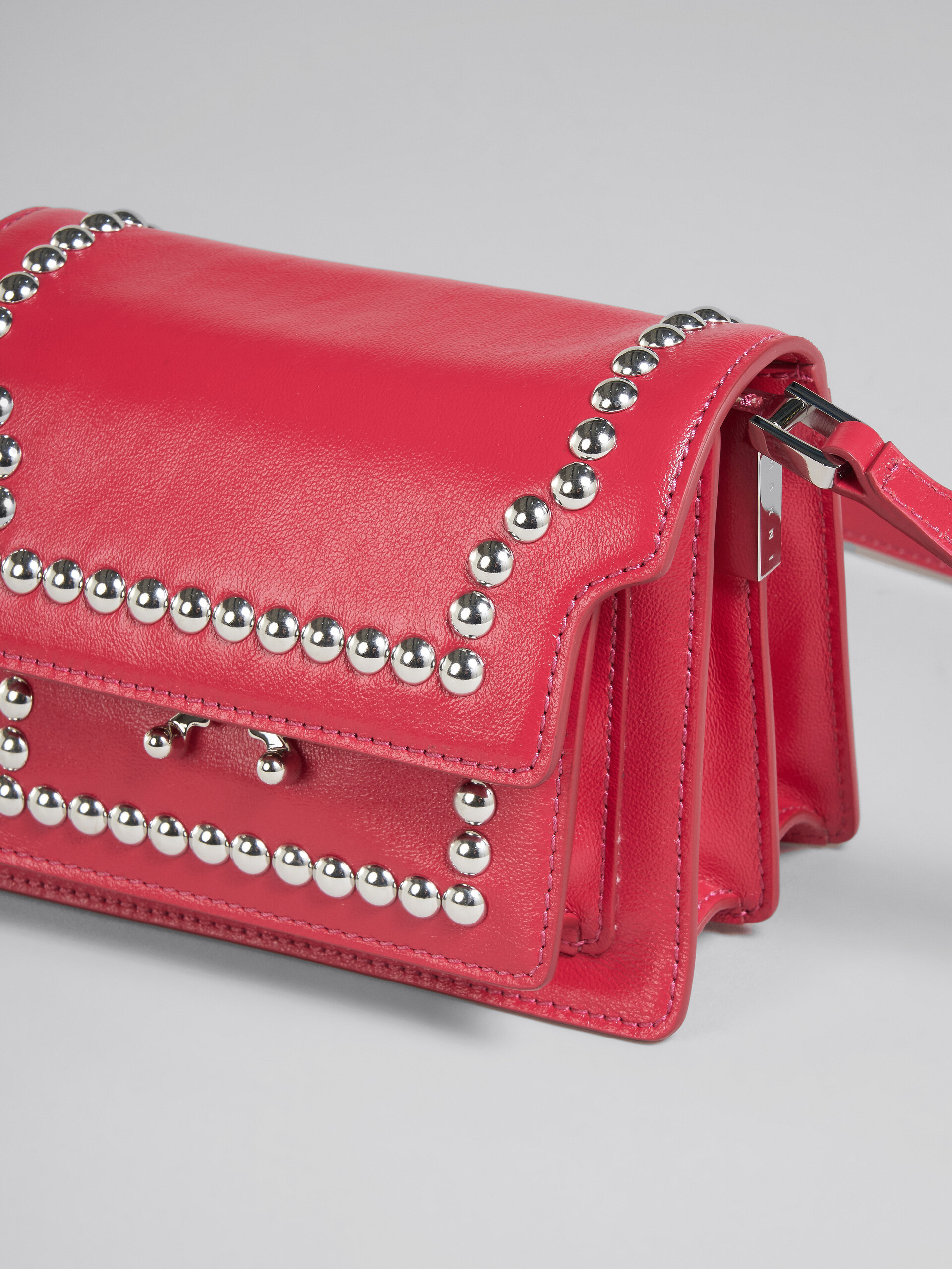 Trunk Soft Mini Bag in red leather with studs - Shoulder Bag - Image 5