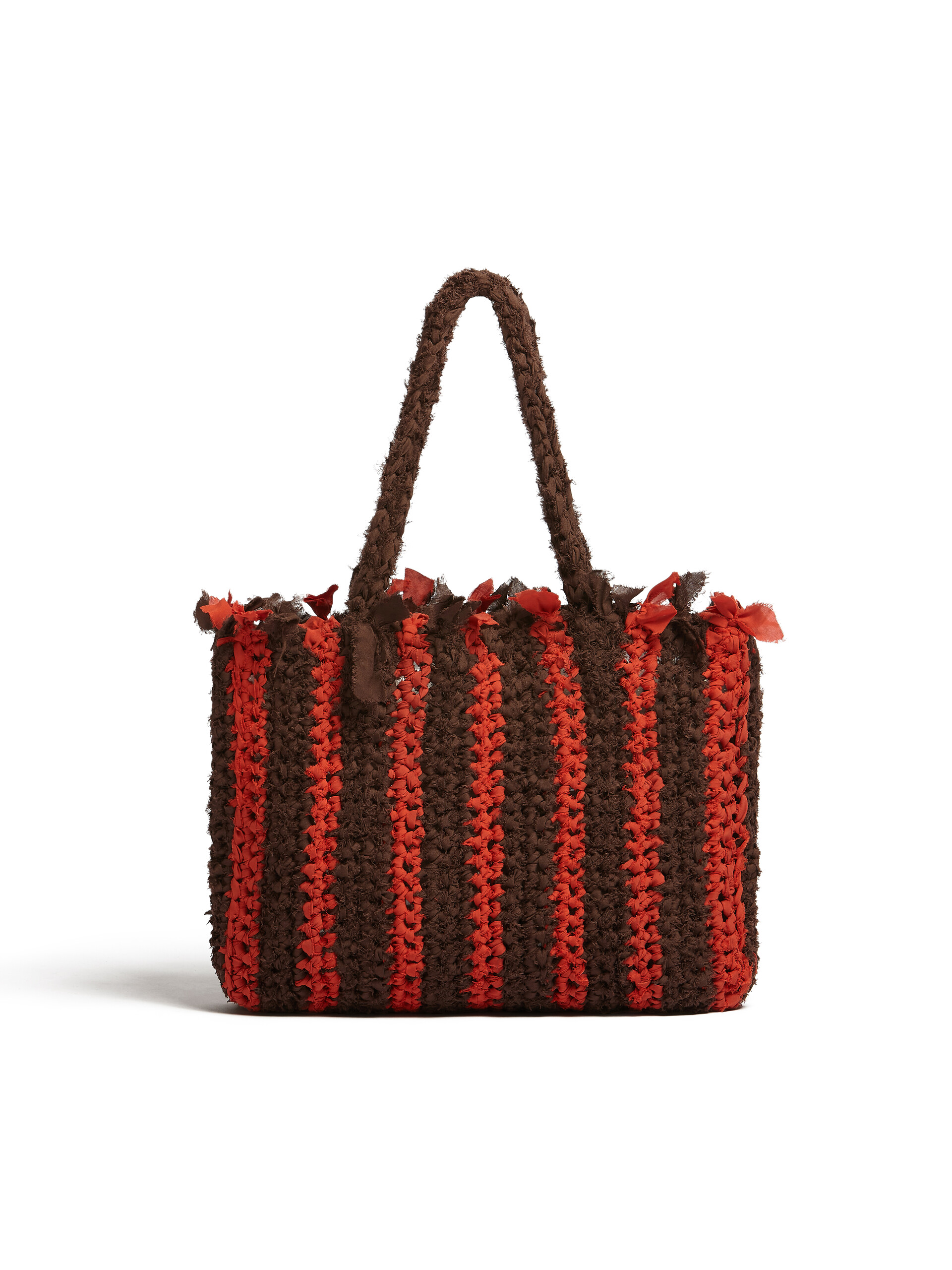 MARNI MARKET bag in brown and red cotton - Bags - Image 3