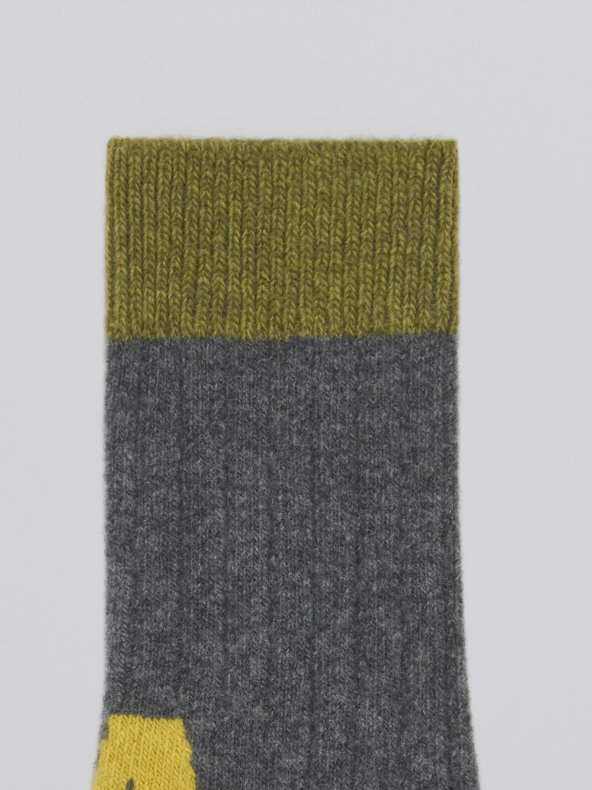 Grey wool sock with logo M jacquard - Socks - Image 3