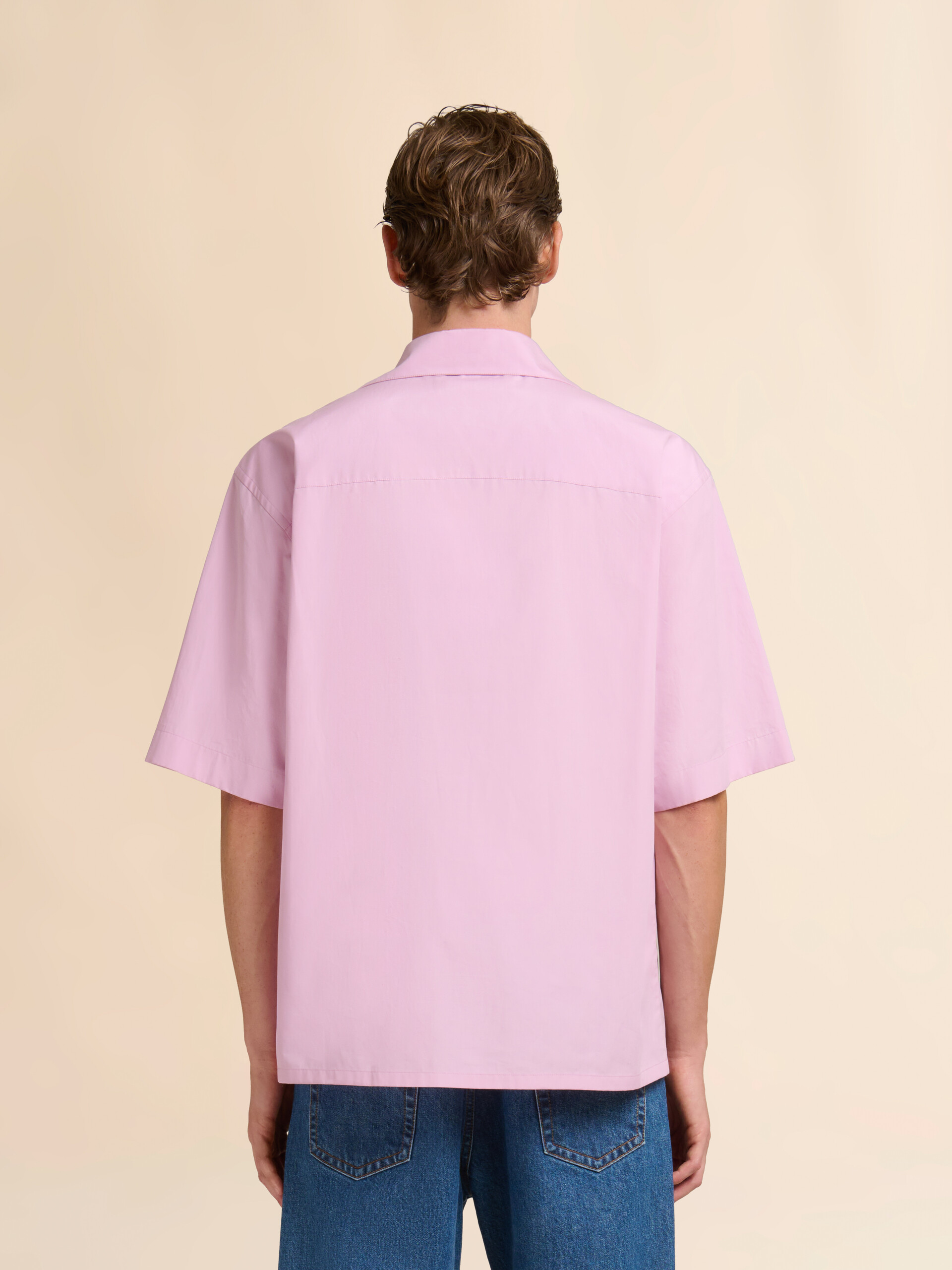 Pink poplin bowling shirt with peeping Marni logo - Shirts - Image 3