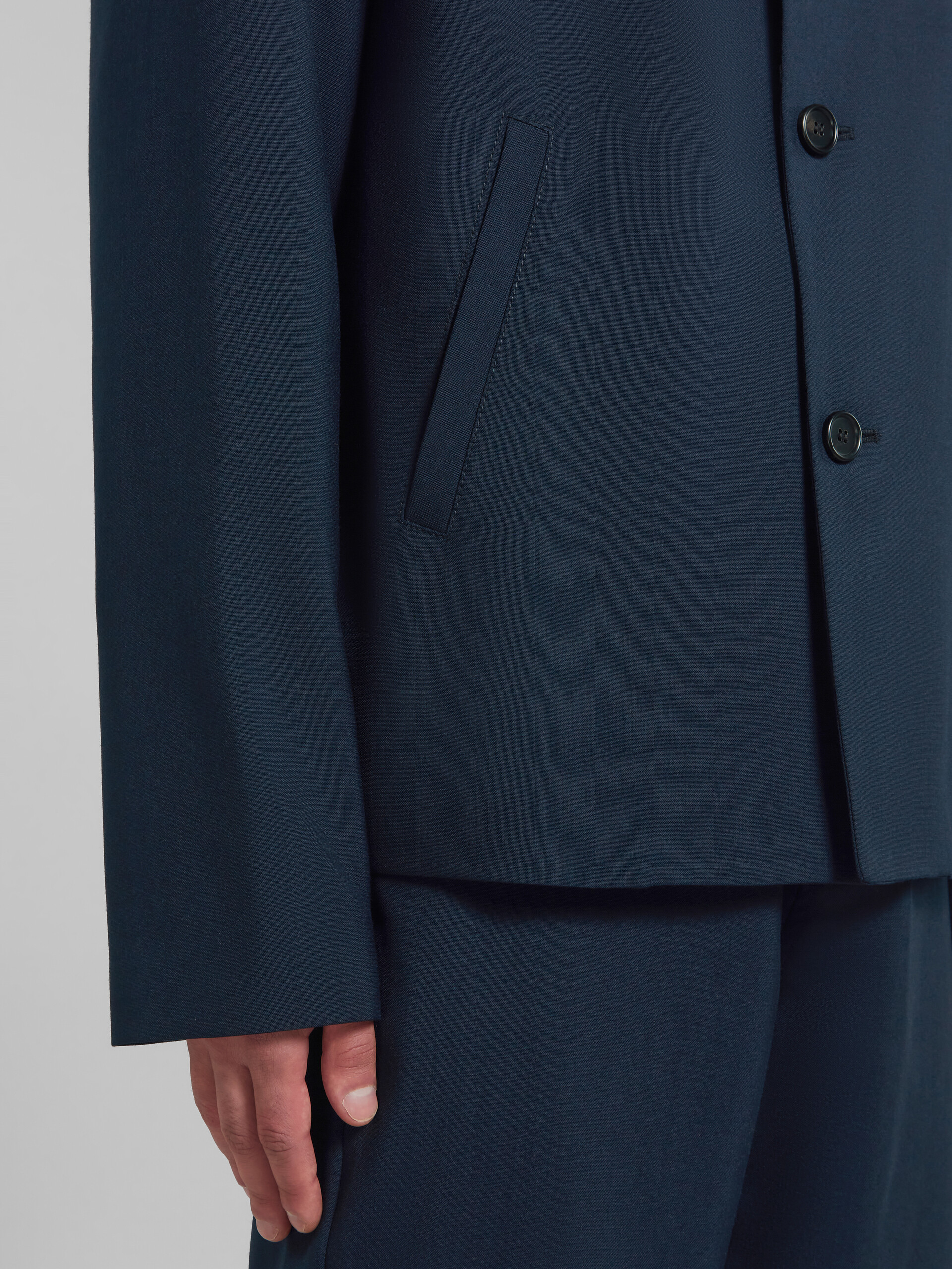Deep blue tropical wool blazer with Marni mending - Jackets - Image 5