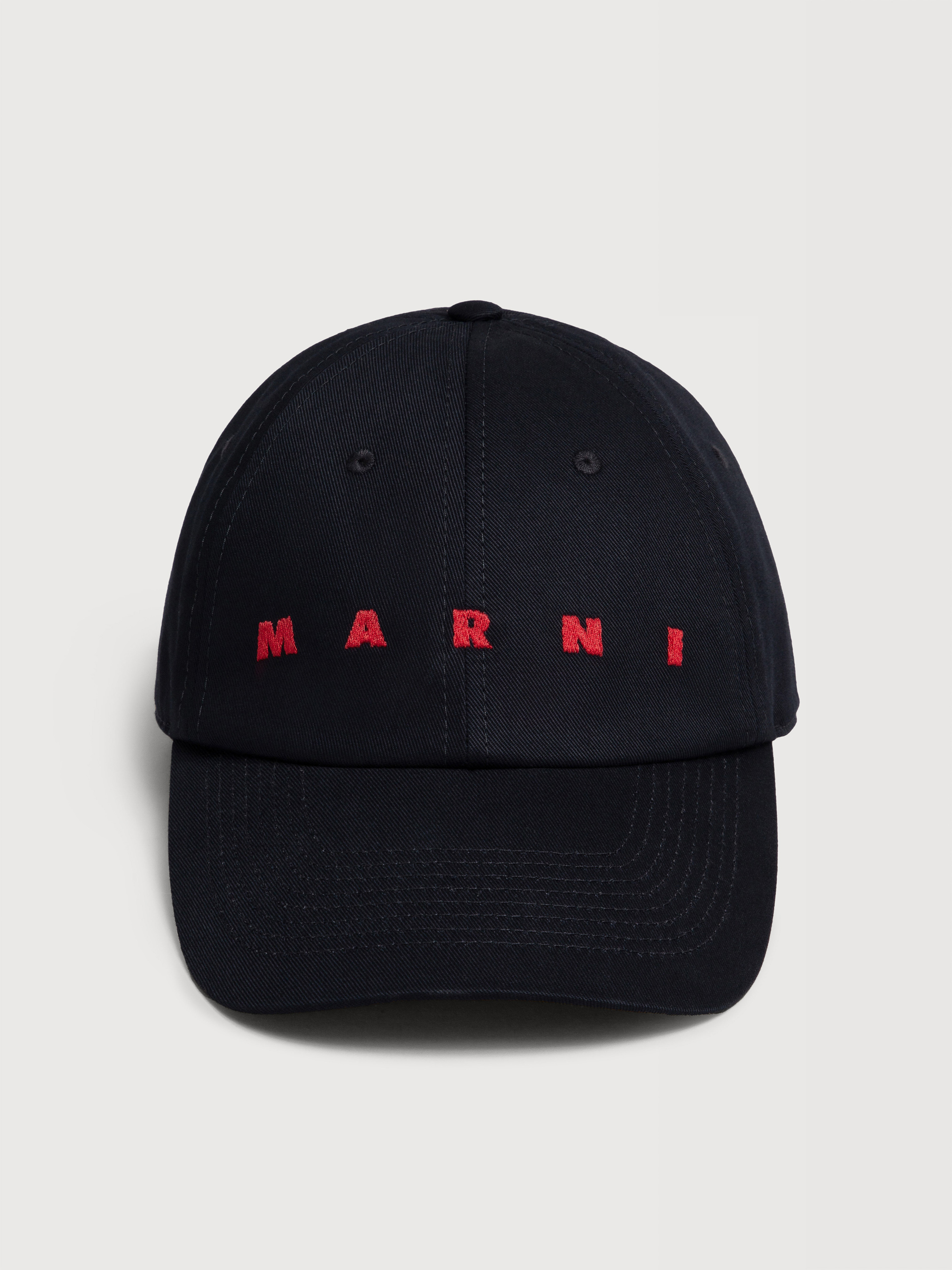 Black organic gabardine baseball cap with embroidered logo - Hats - Image 3