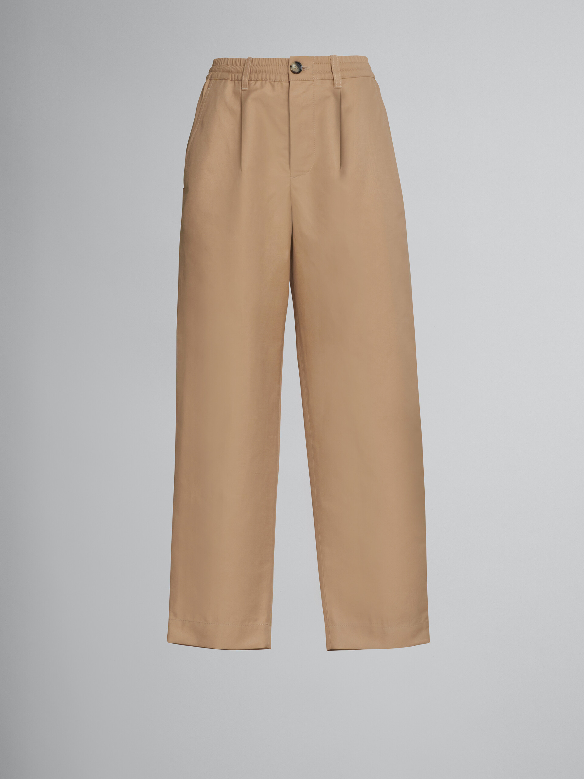 Beigefarbene Hose aus technischem Baumwollleinen - Hosen - Image 1