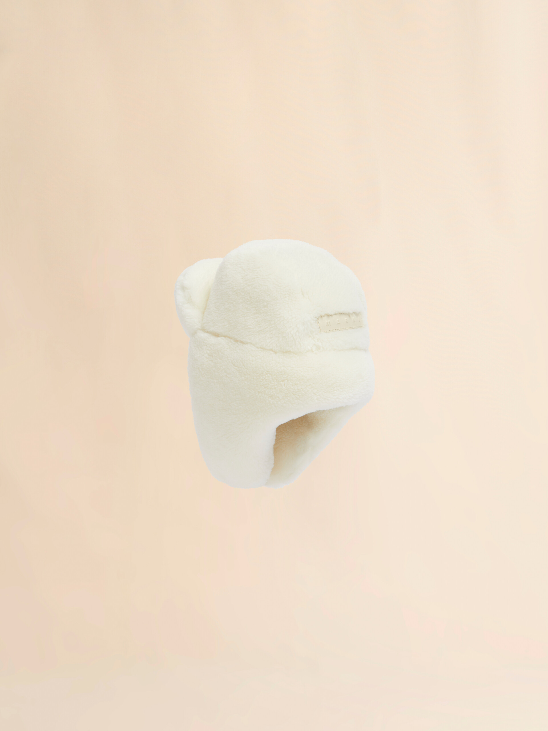 White shearling aviator hat - Hats - Image 3
