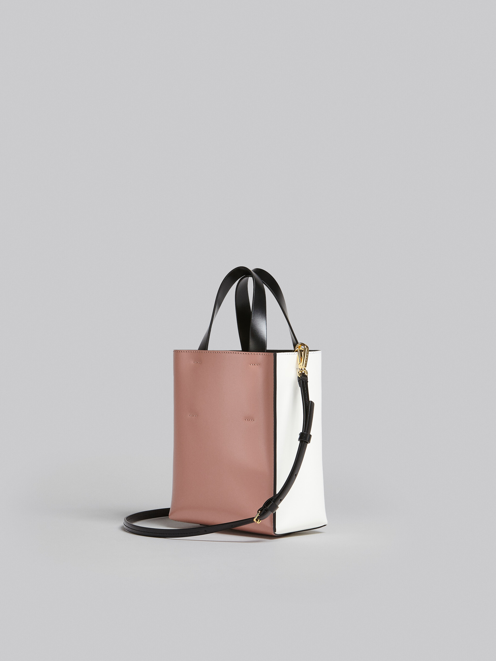 Museo Mini Bag in pink white and black leather - Shopping Bags - Image 3