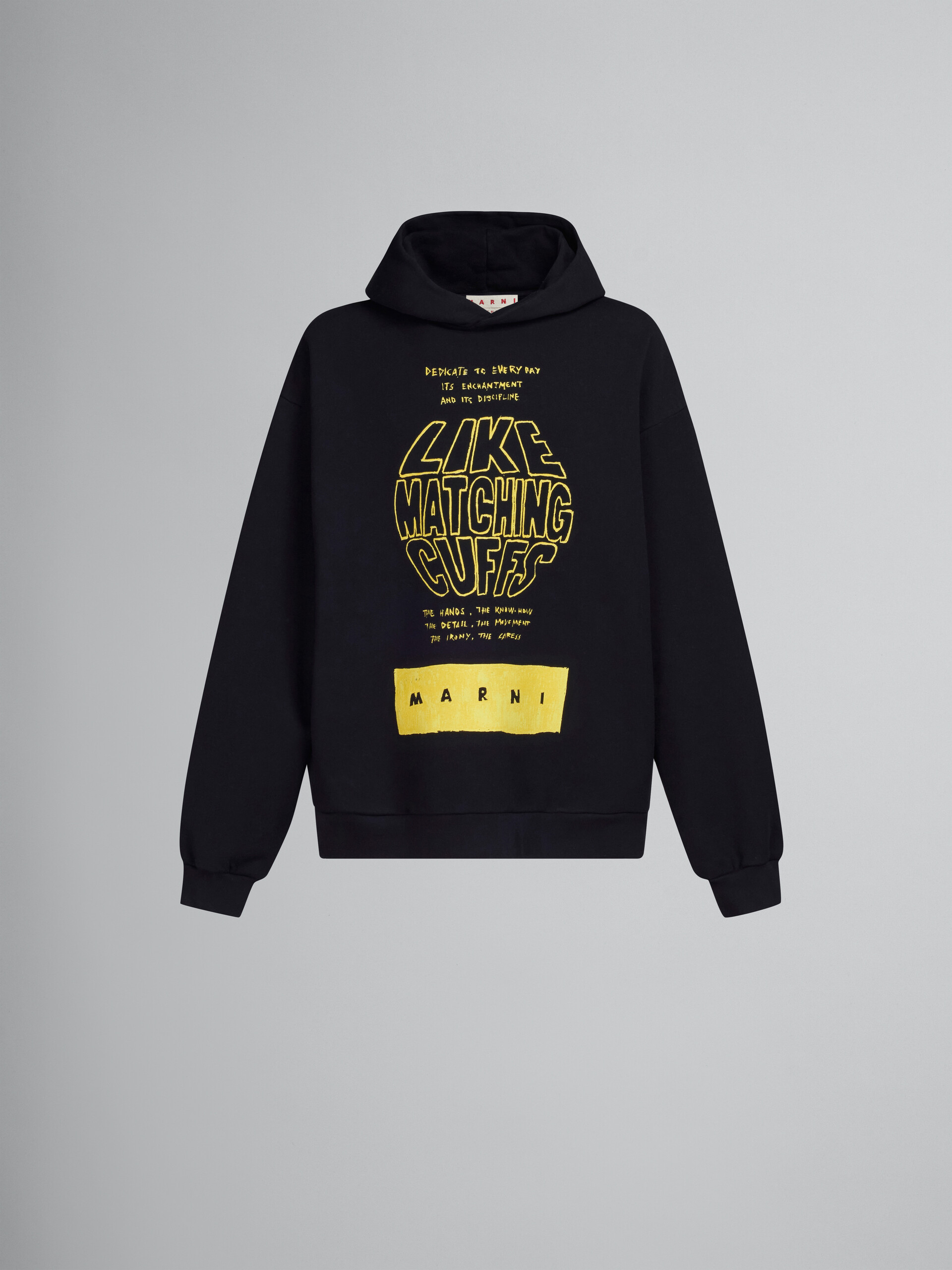 Black bio cotton hoodie with maxi slogan print - Sweaters - Image 1