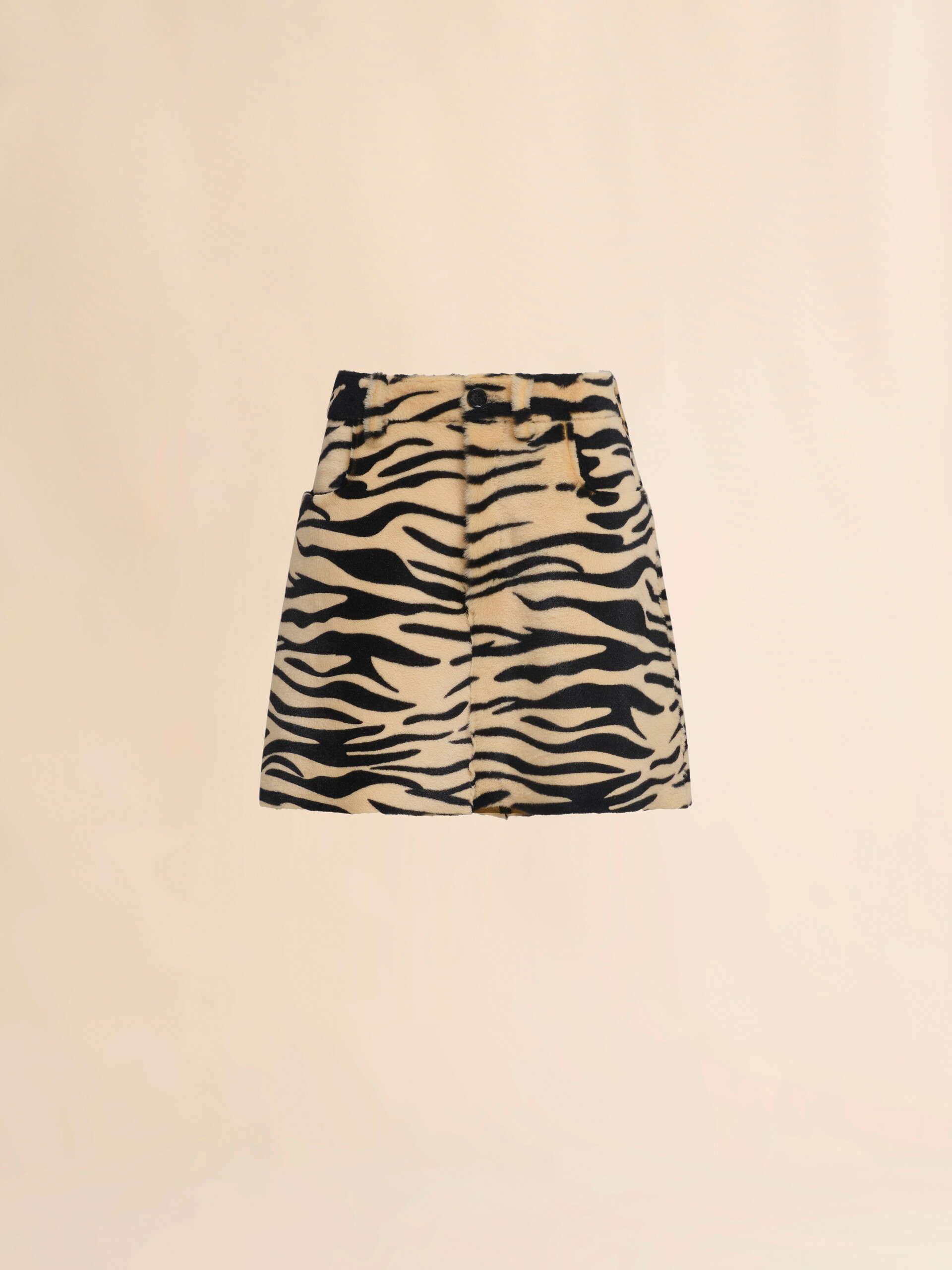 Shearling Miniskirt with tiger print - Skirts - Image 1