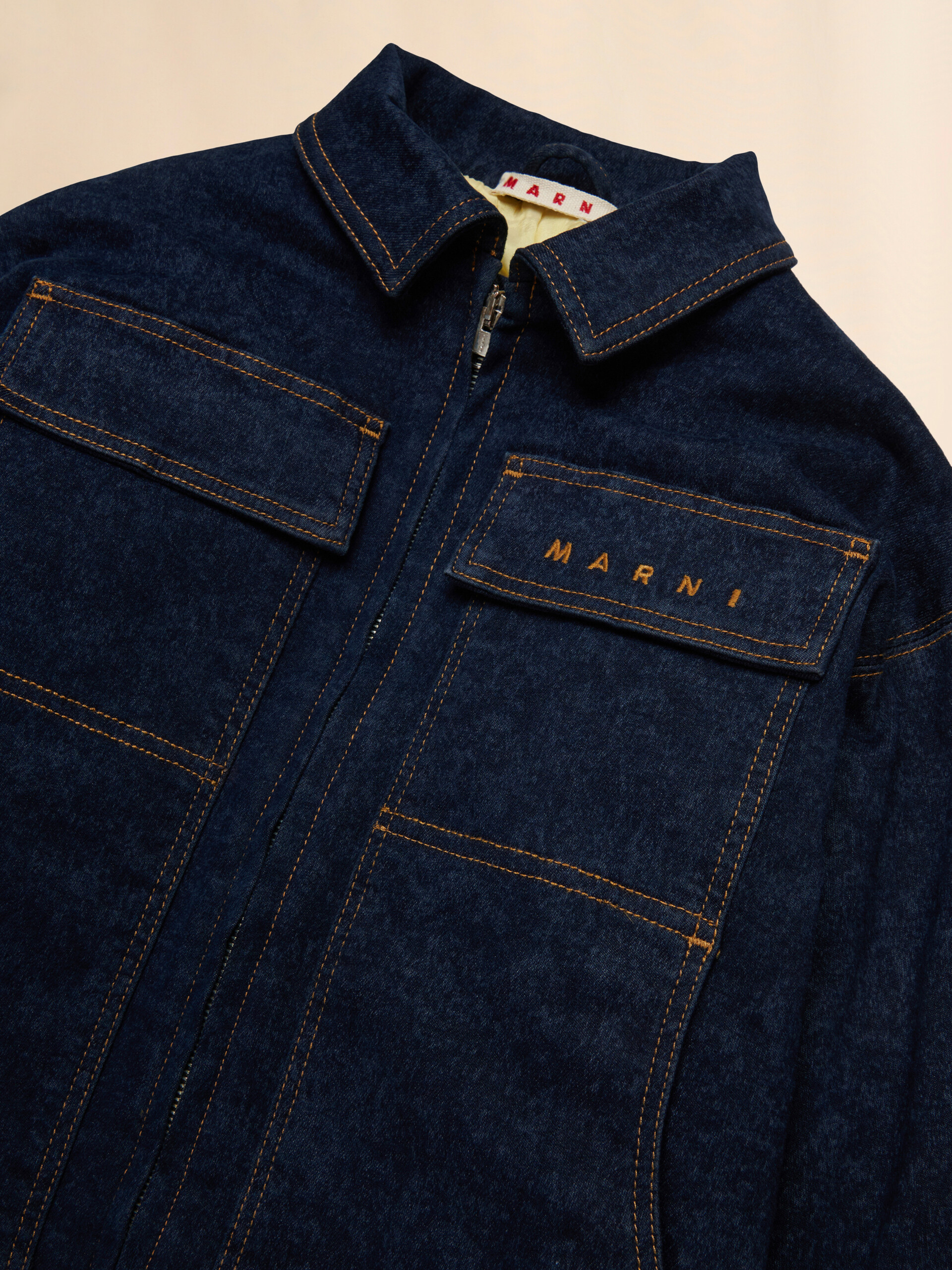 Blue denim jacket with embroidered Marni logo - Jackets - Image 3