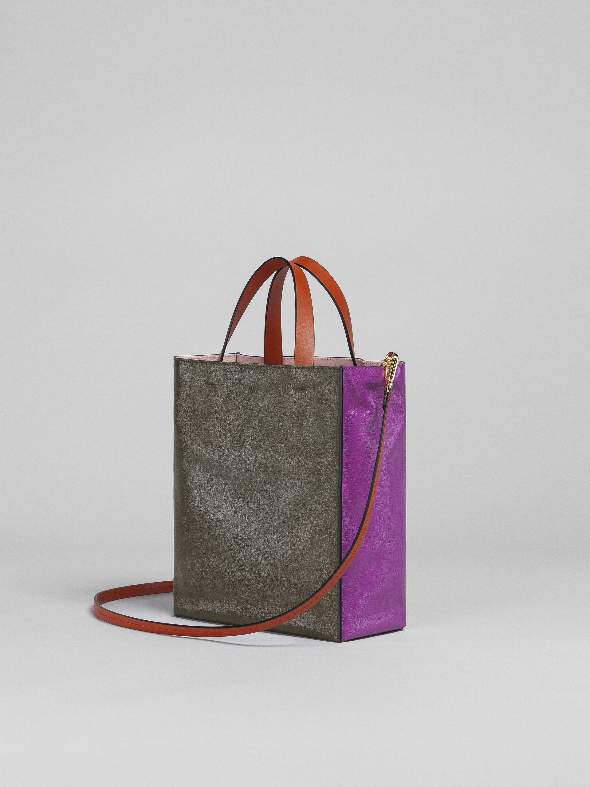 Pink green red tumbled leather MUSEO SOFT bag - Shopping Bags - Image 3
