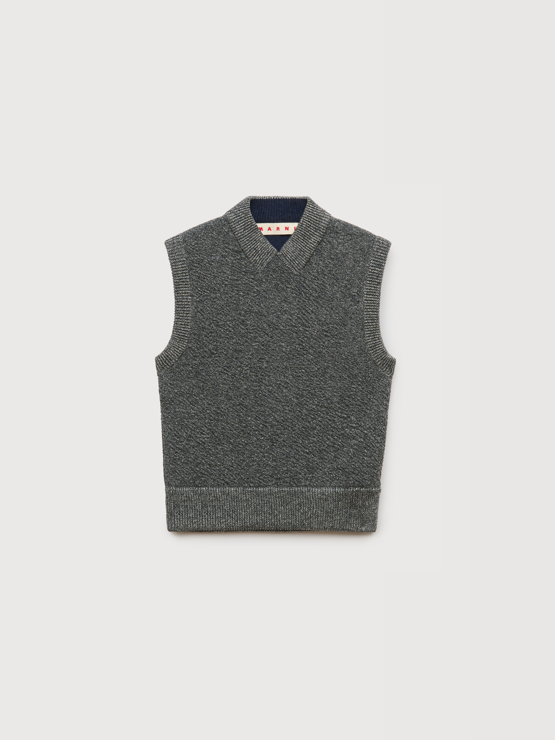 Grey wool vest with lurex detailing - Pullovers - Image 1