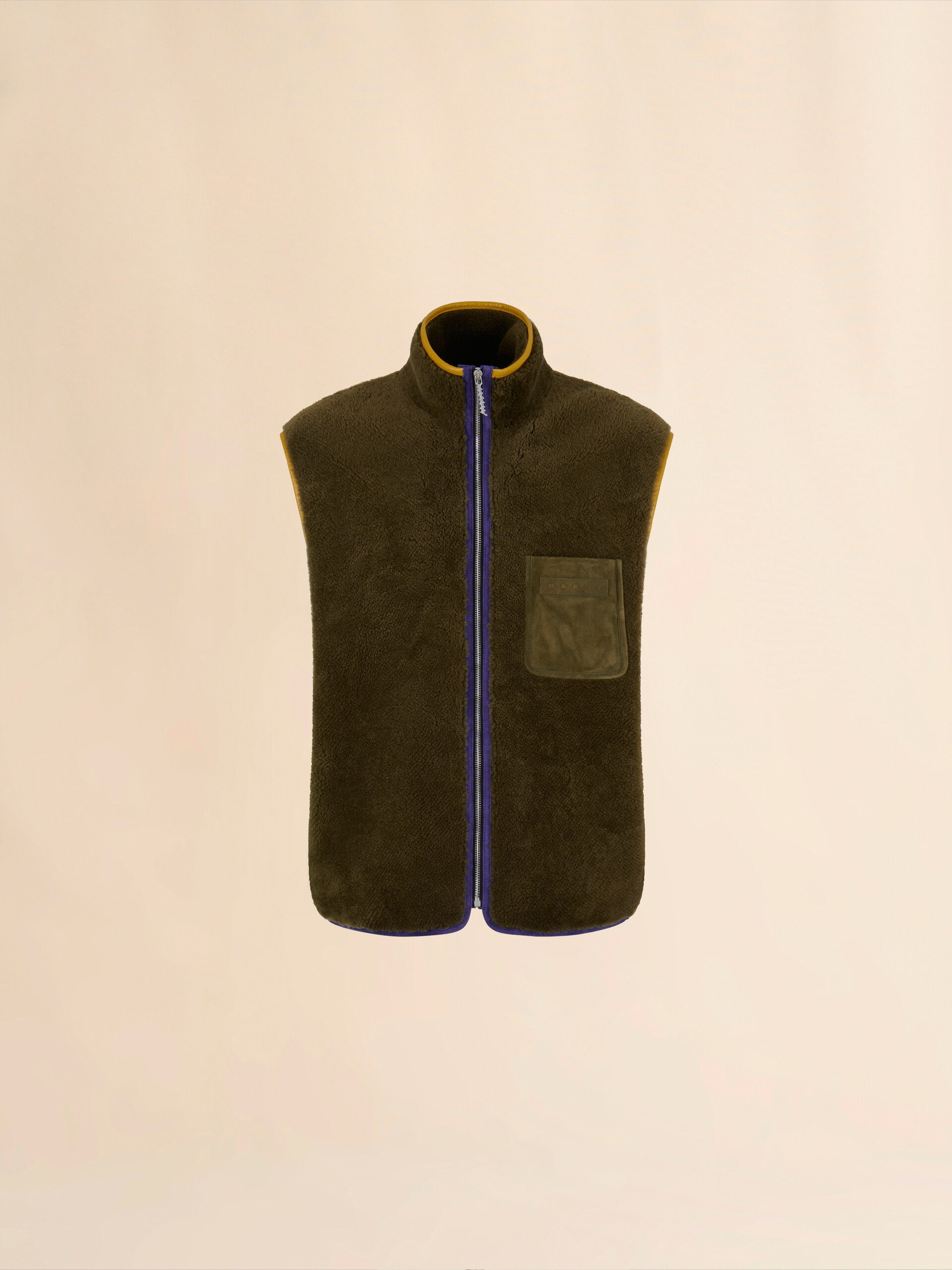 Dunkelgrüne Weste aus Shearling - Weste - Image 1