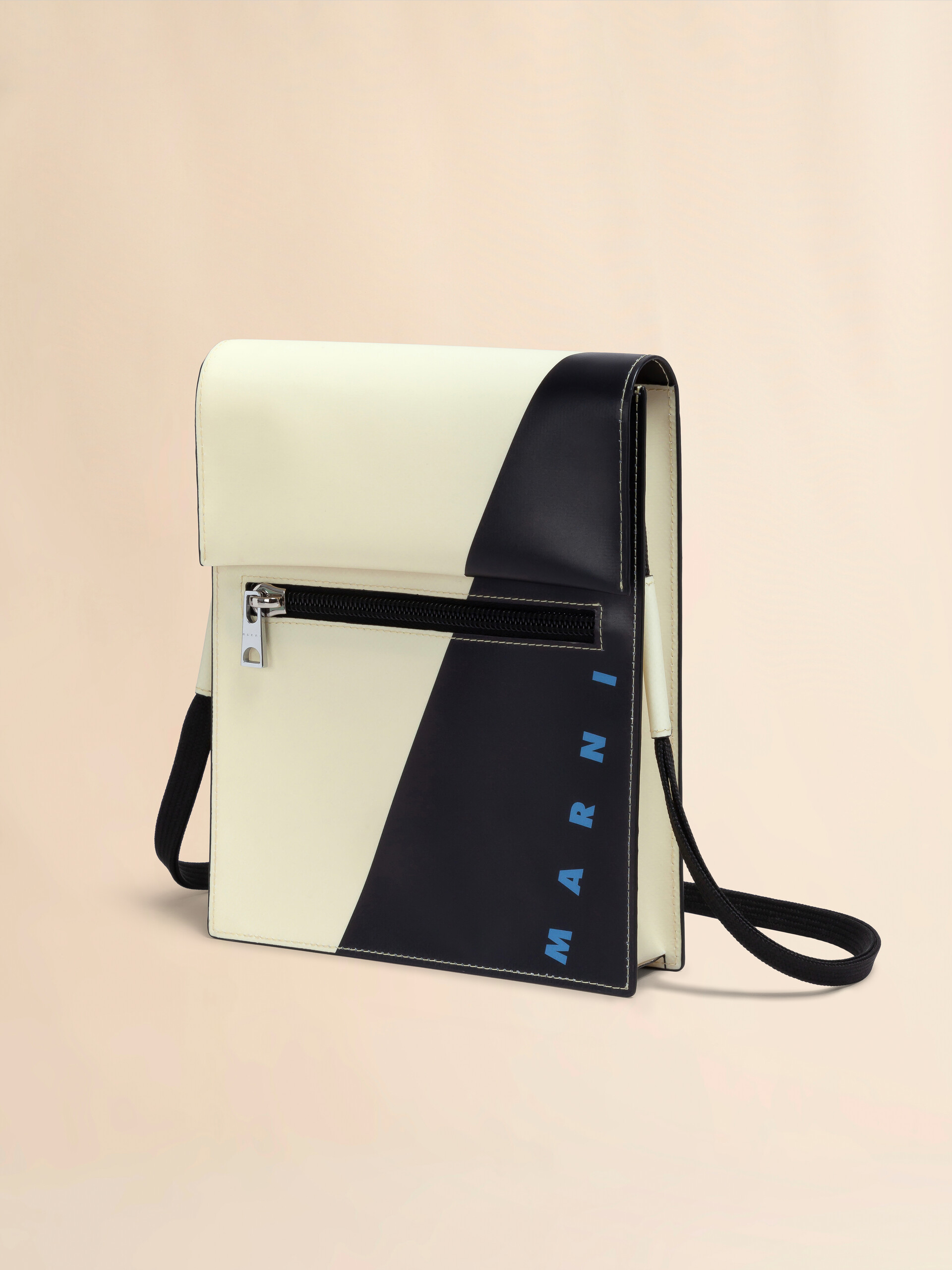 White and black Tribeca pouch with shoelace strap - Shoulder Bag - Image 4