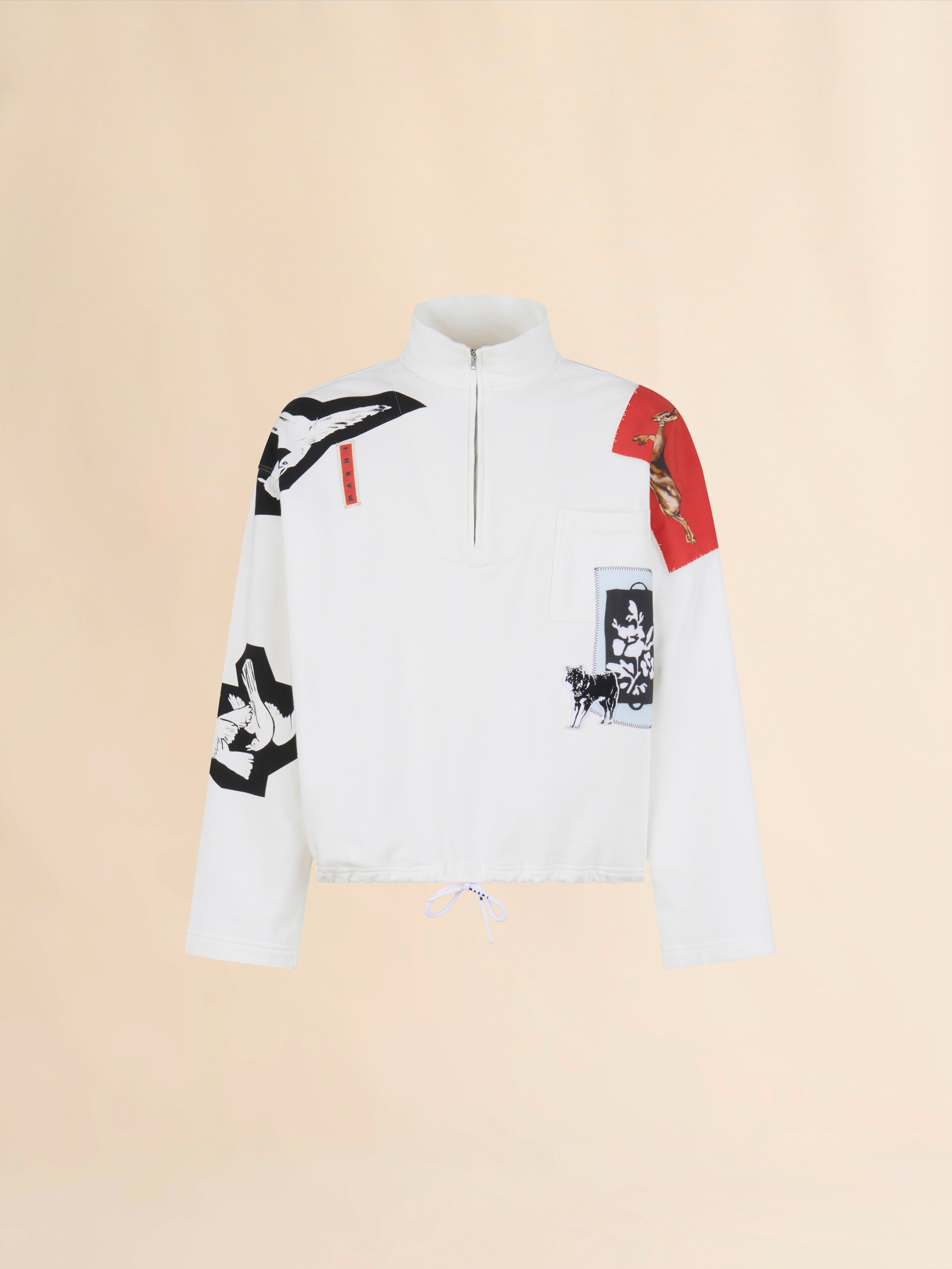 White cotton high-neck sweatshirt - Sweaters - Image 1
