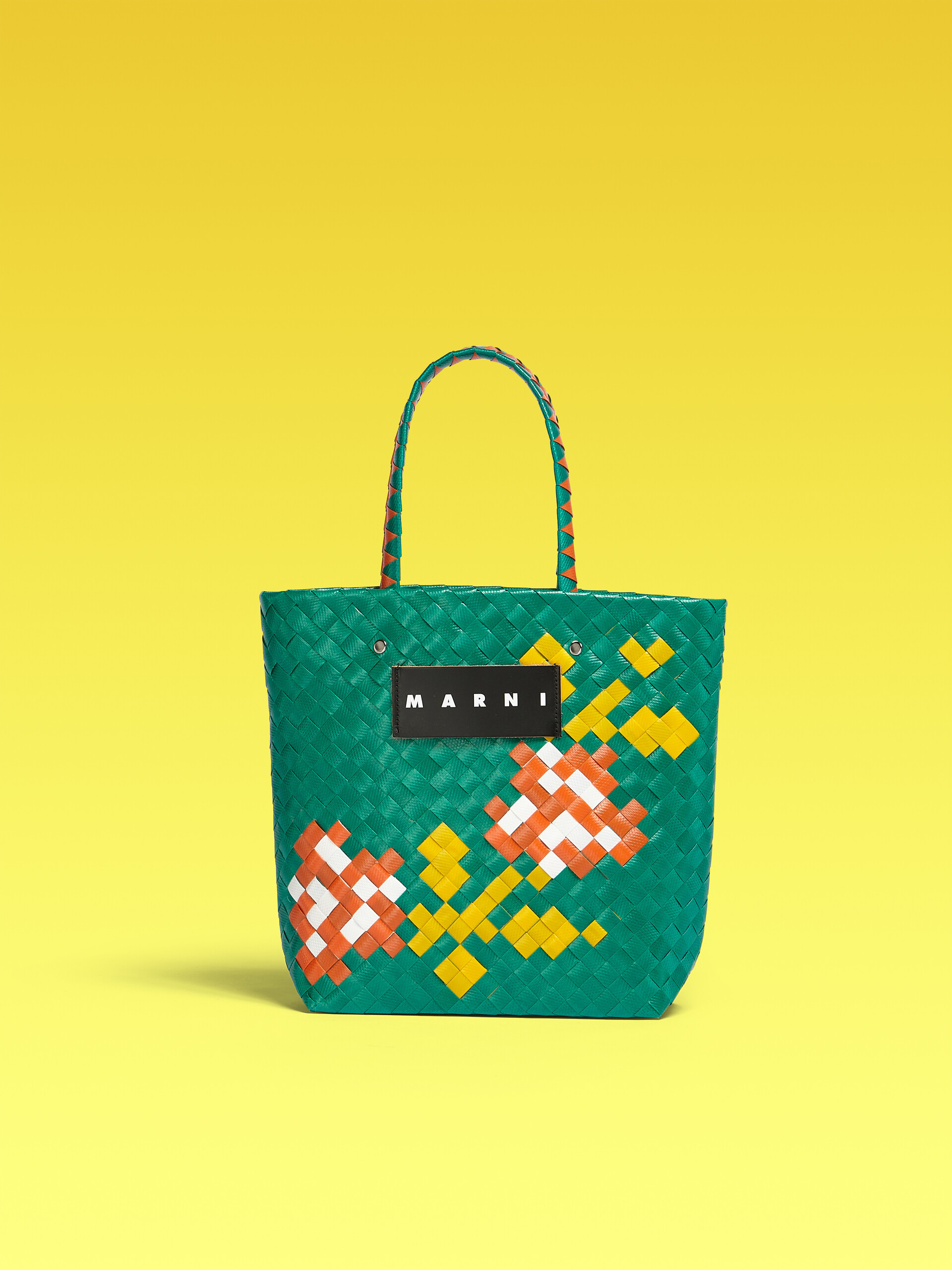 MARNI MARKET BORA small bag in green flower motif - Shopping Bags - Image 1