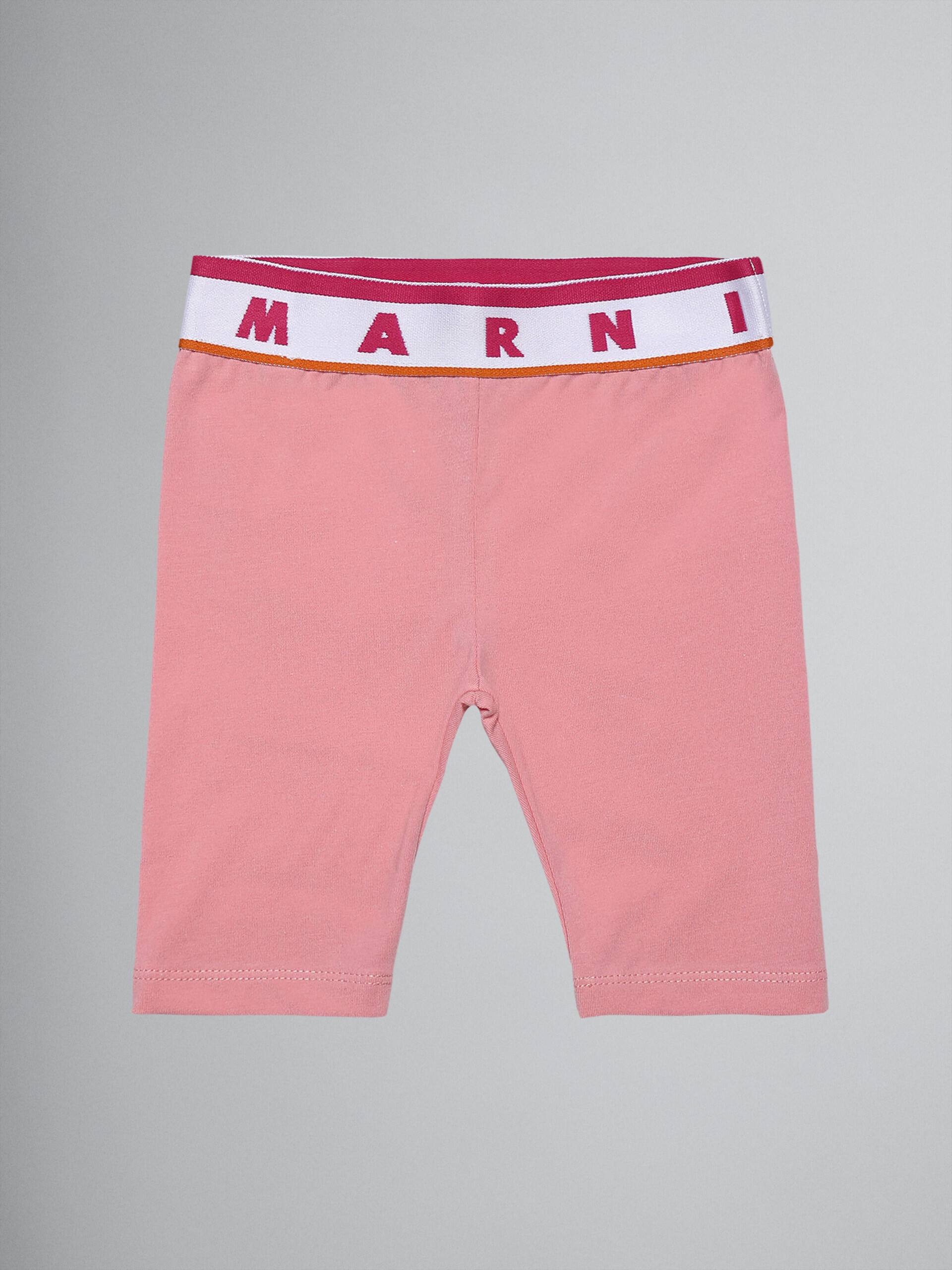 Leggings aus pinkfarbenem Stretch-Jersey mit Logo - Hosen - Image 1