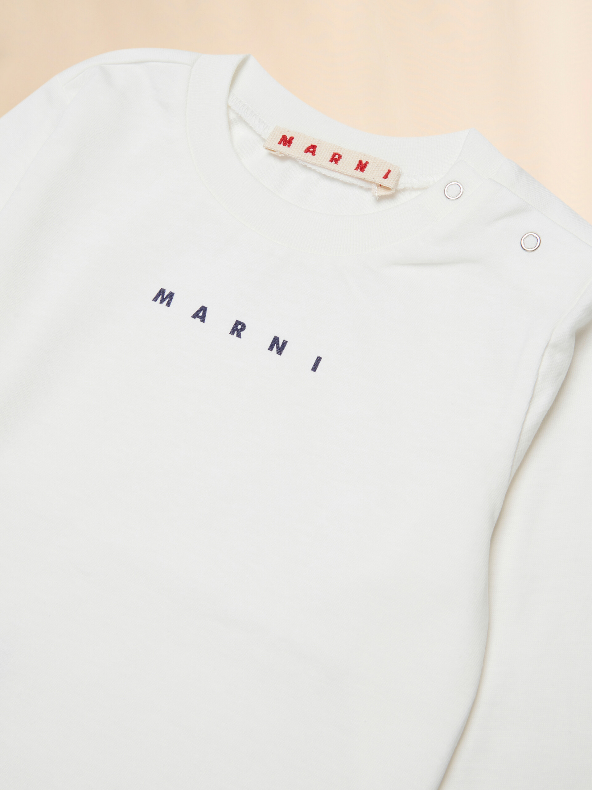 Off-white long-sleeved cotton T-shirt with Marni logo - T-shirts - Image 3