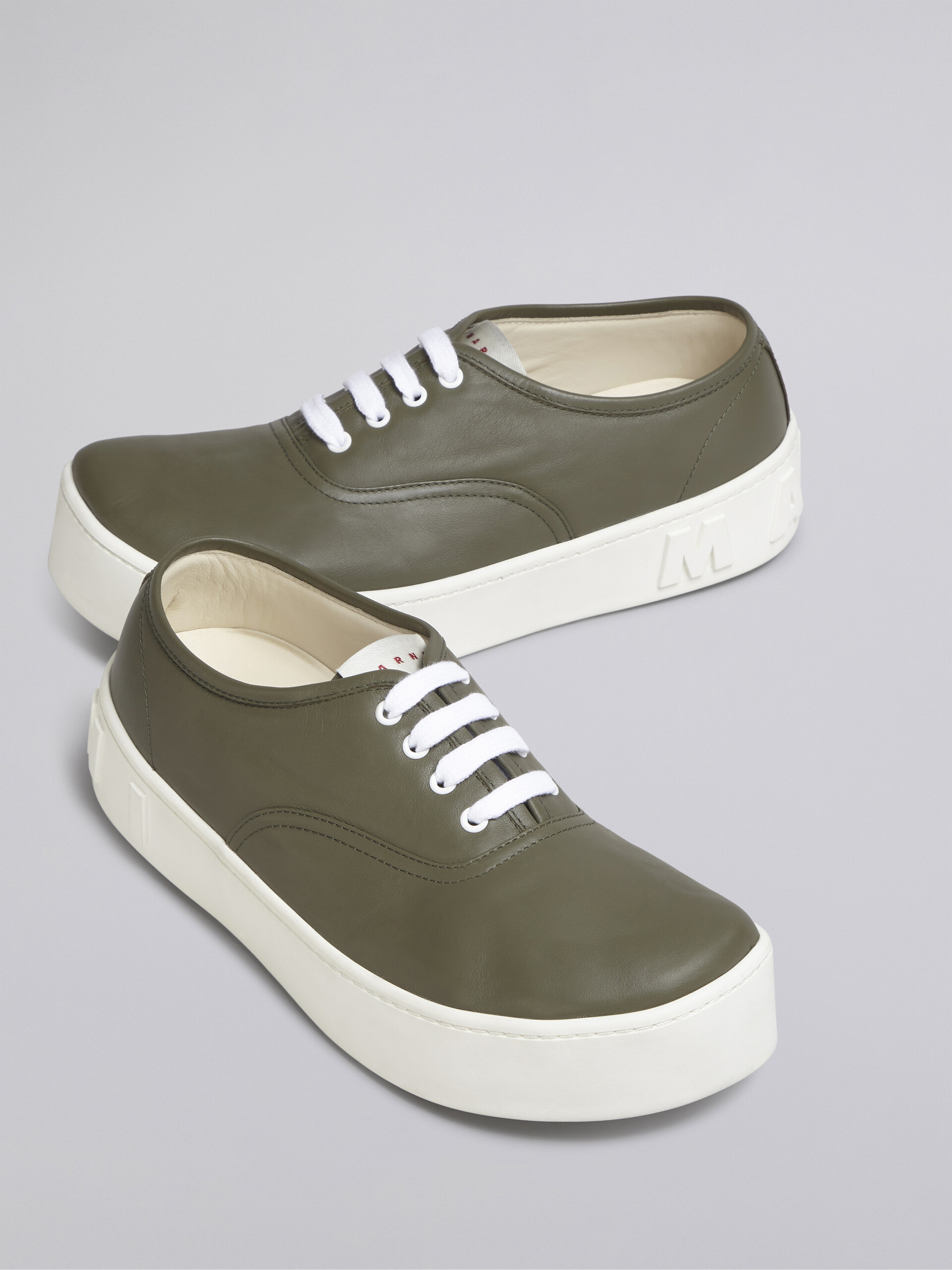 Green leather sneaker with maxi logo - Sneakers - Image 5