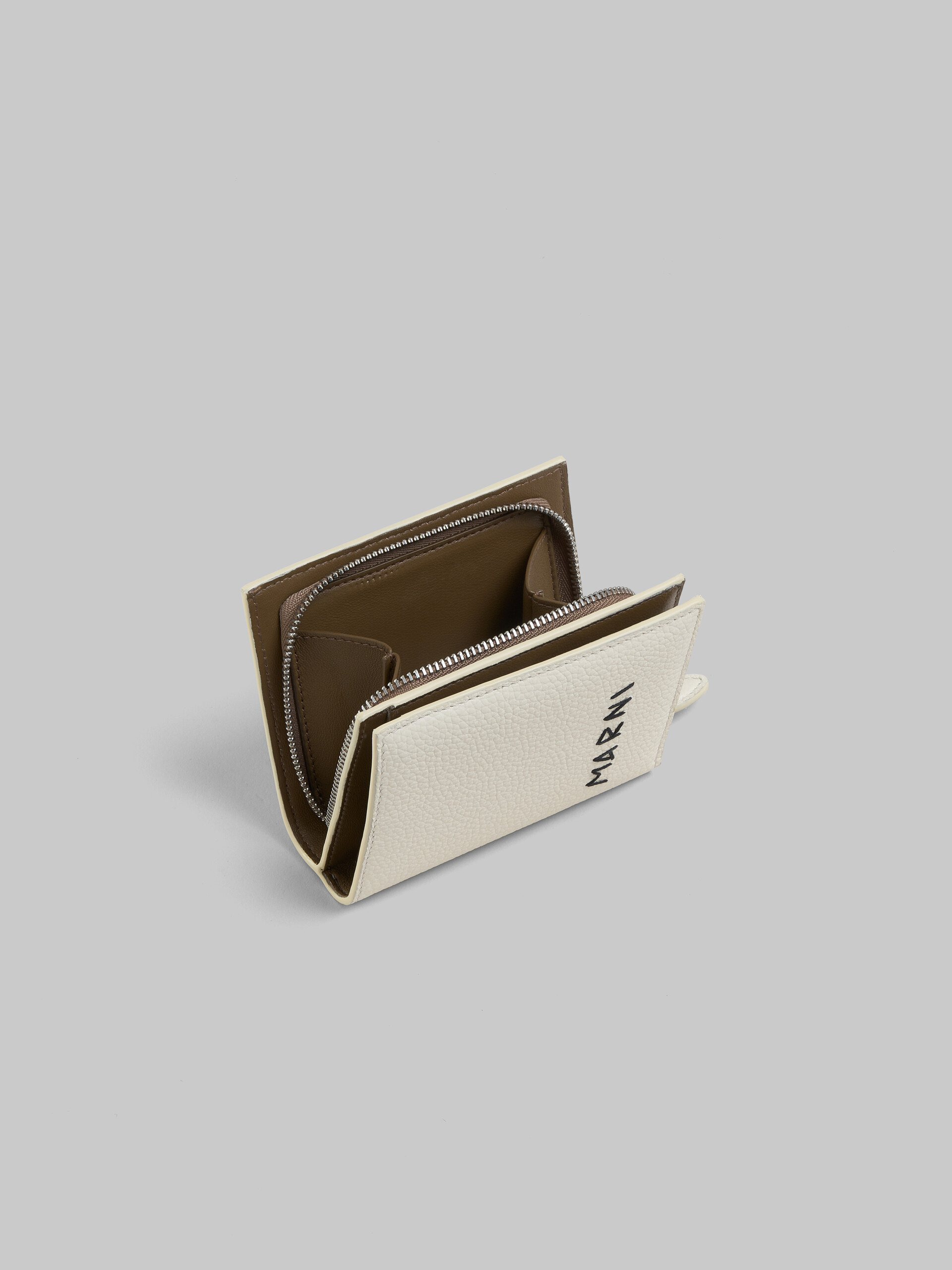 Black leather zip-around bifold wallet with Marni mending - Wallets - Image 5