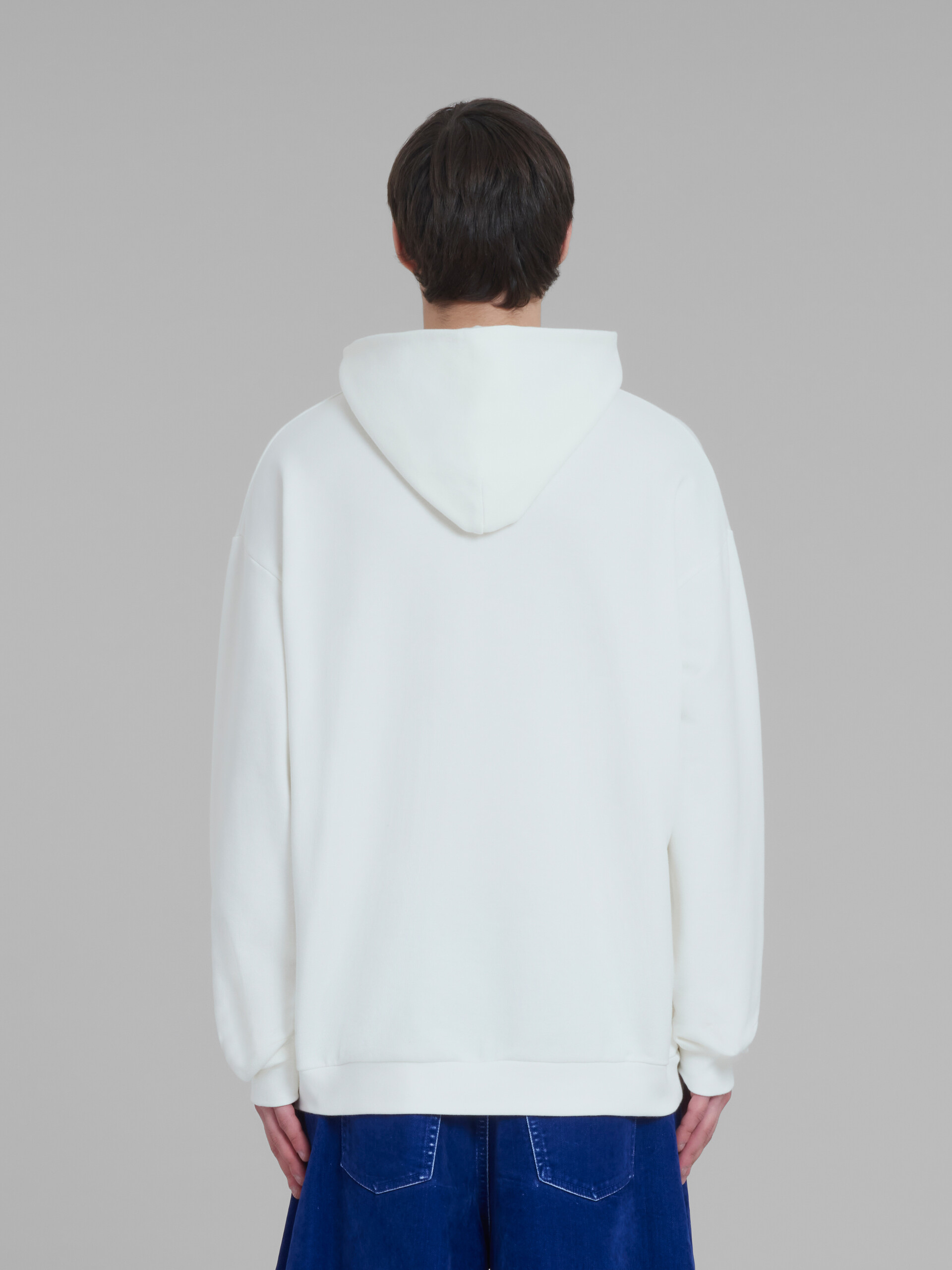 White cotton hoodie with Marni print - Sweaters - Image 3